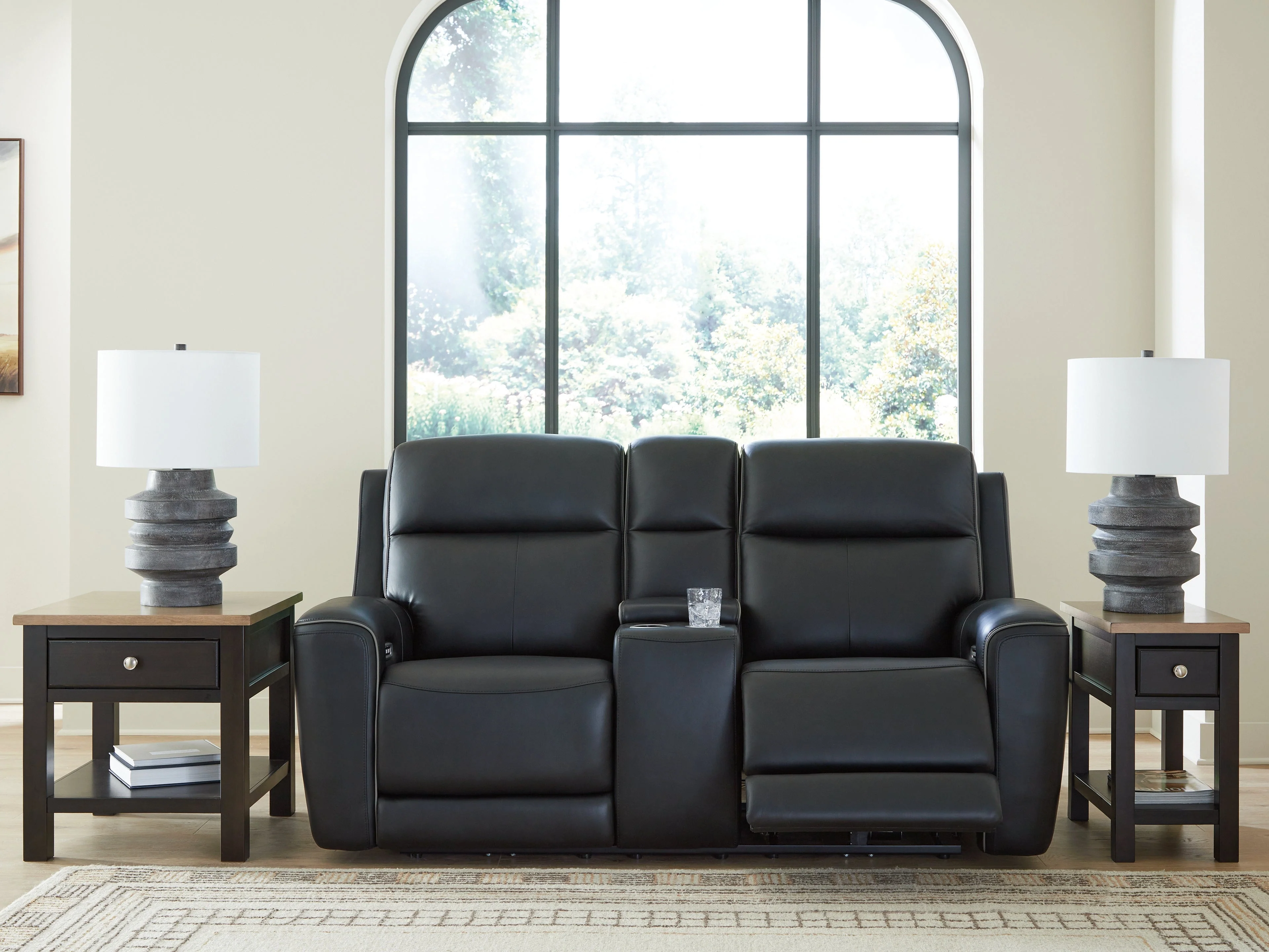 5Z-Relaxation Onyx Dual Power Leather Reclining Loveseat with Console - Image 7