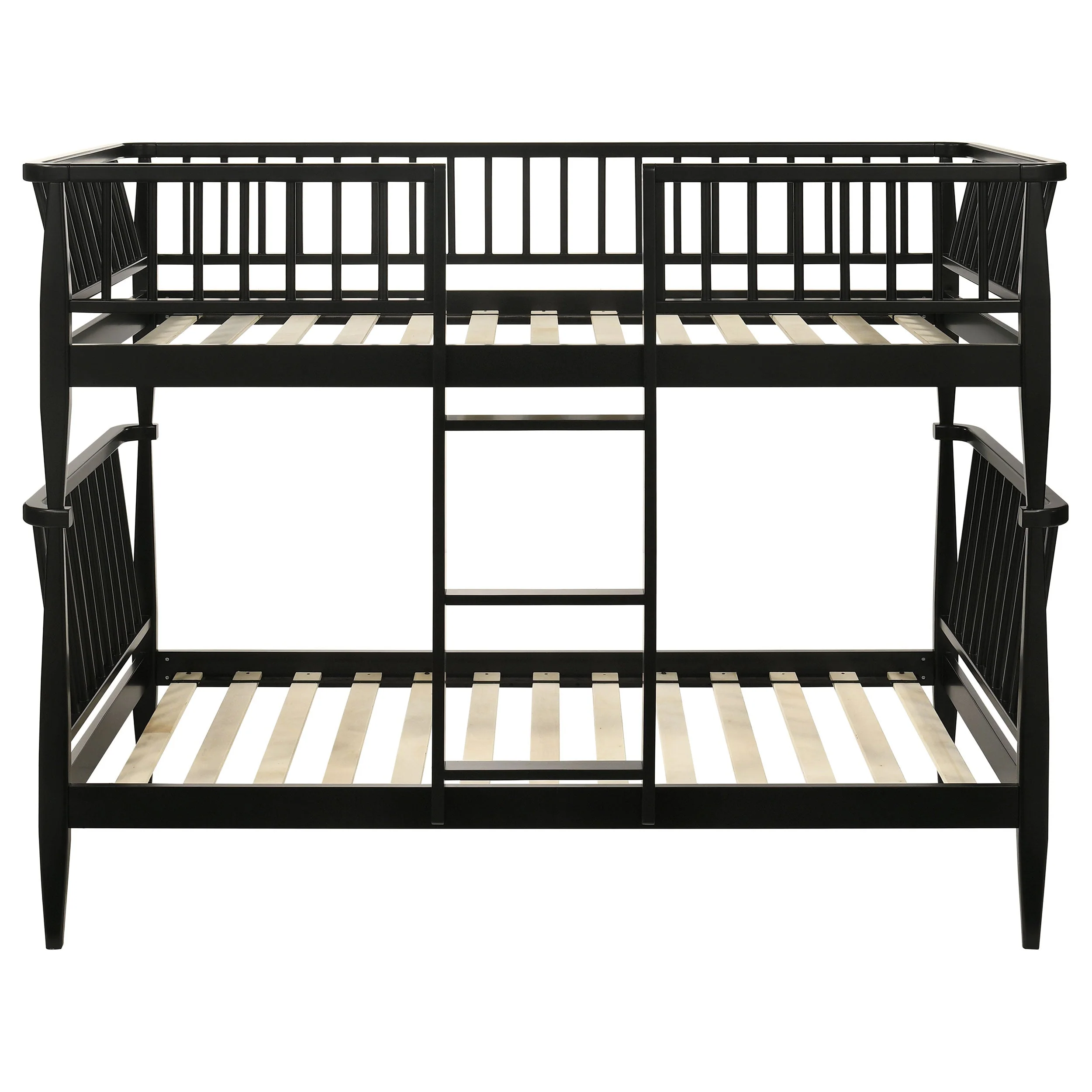 Abram Black Windsor Twin Over Twin Wood Bunk Bed with Ladder - Image 3