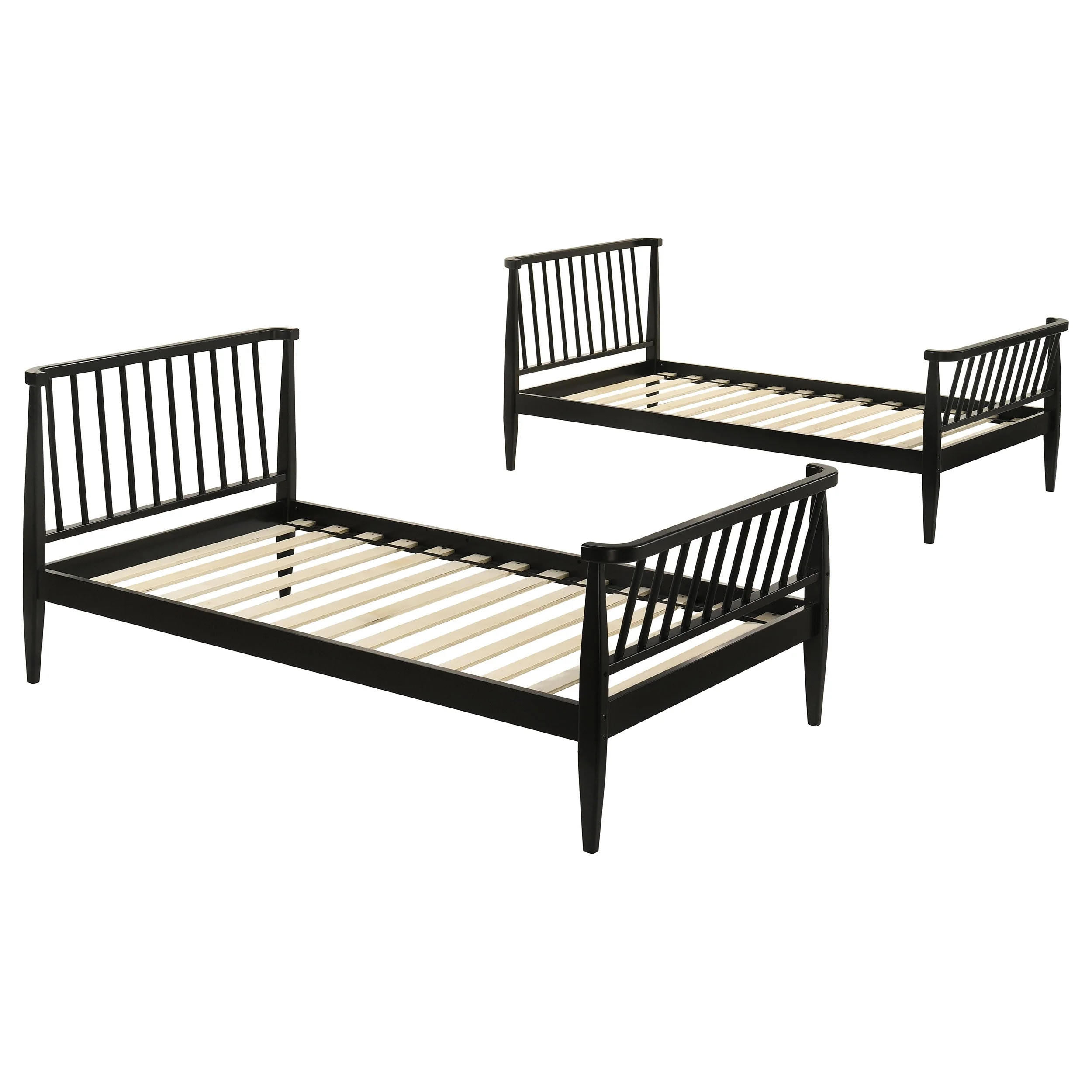 Abram Black Windsor Twin Over Twin Wood Bunk Bed with Ladder - Image 7
