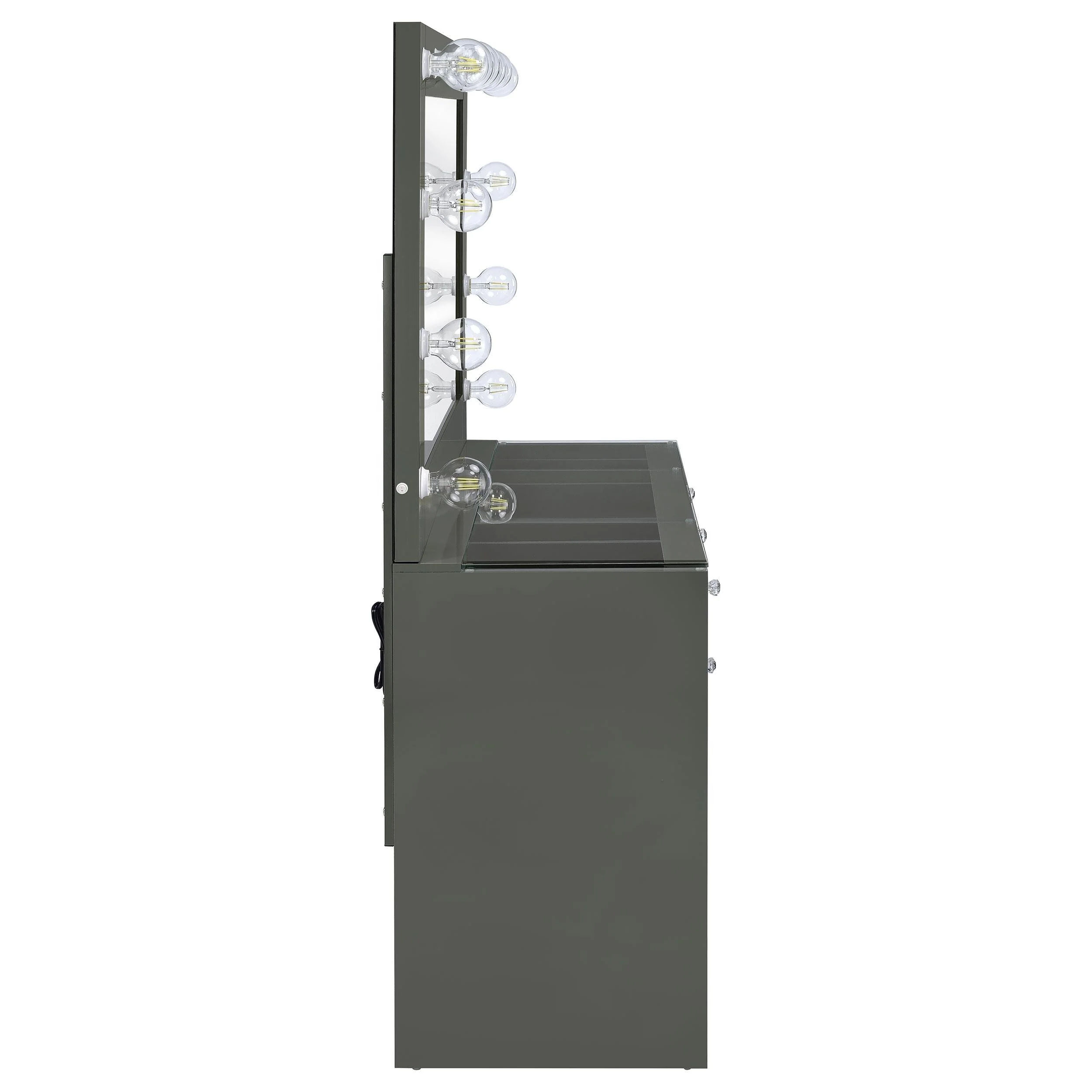 Acena Grey High Gloss 7-drawer Vanity Set with Lighting - Image 8
