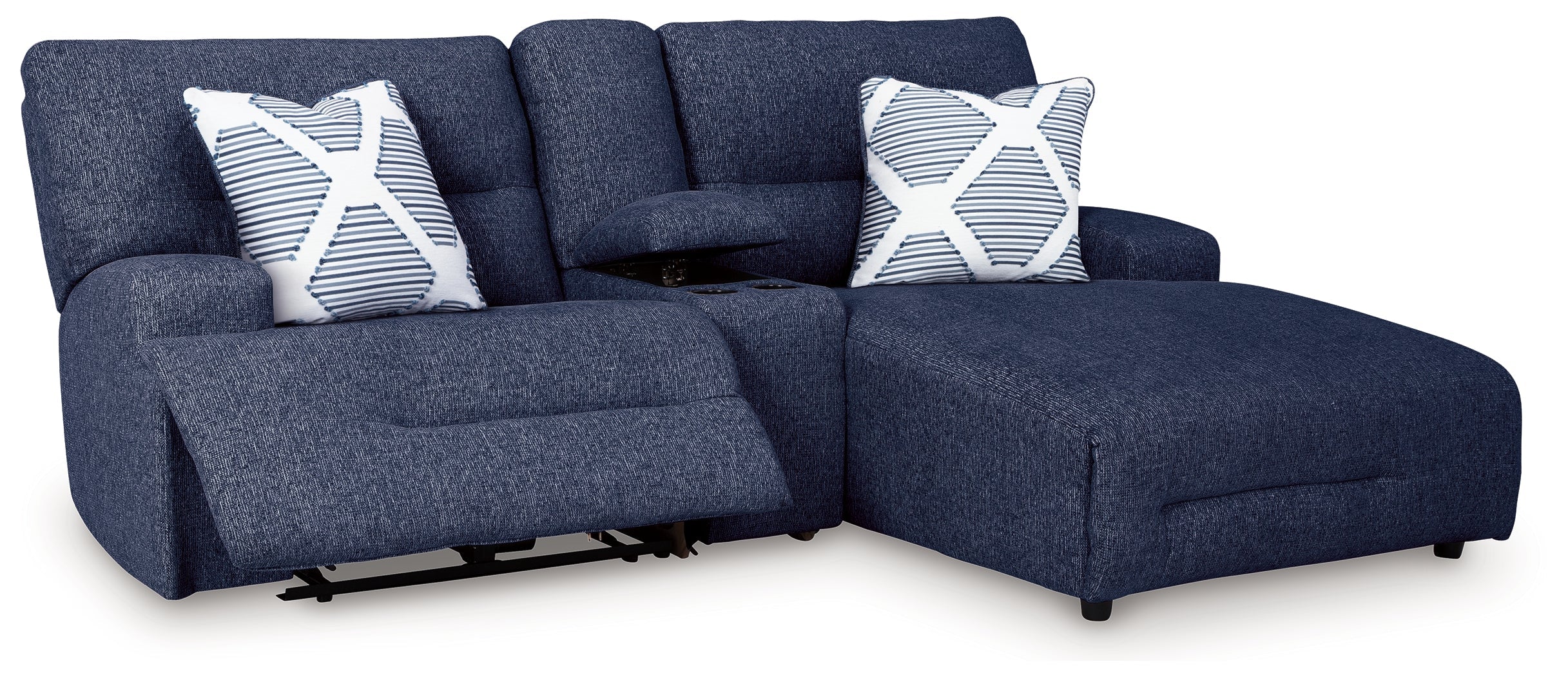Acklen Place Navy 3-Piece Dual Power Reclining Modular Sofa with RAF Chaise - Image 3