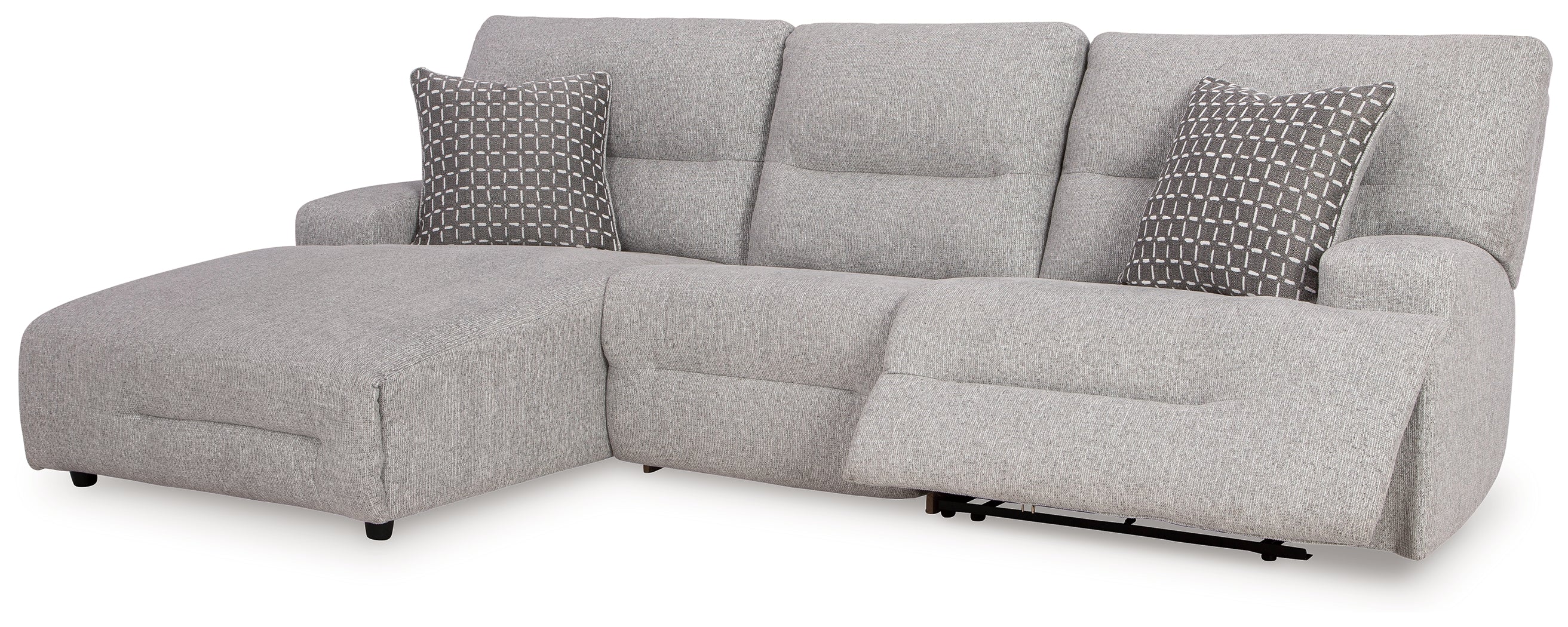 Acklen Place Pewter 3-Piece Dual Power Reclining Modular Sectional with LAF Chaise