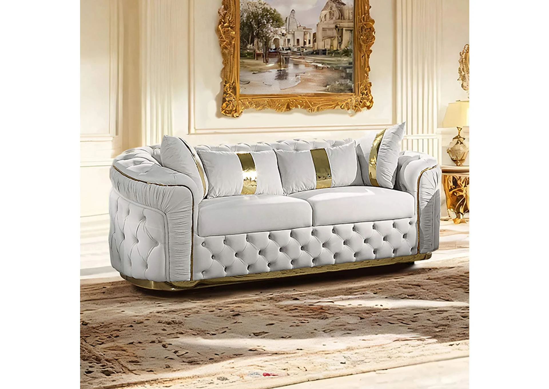 Adelpha Beige/Gold Sofa & Loveseat - Image 3