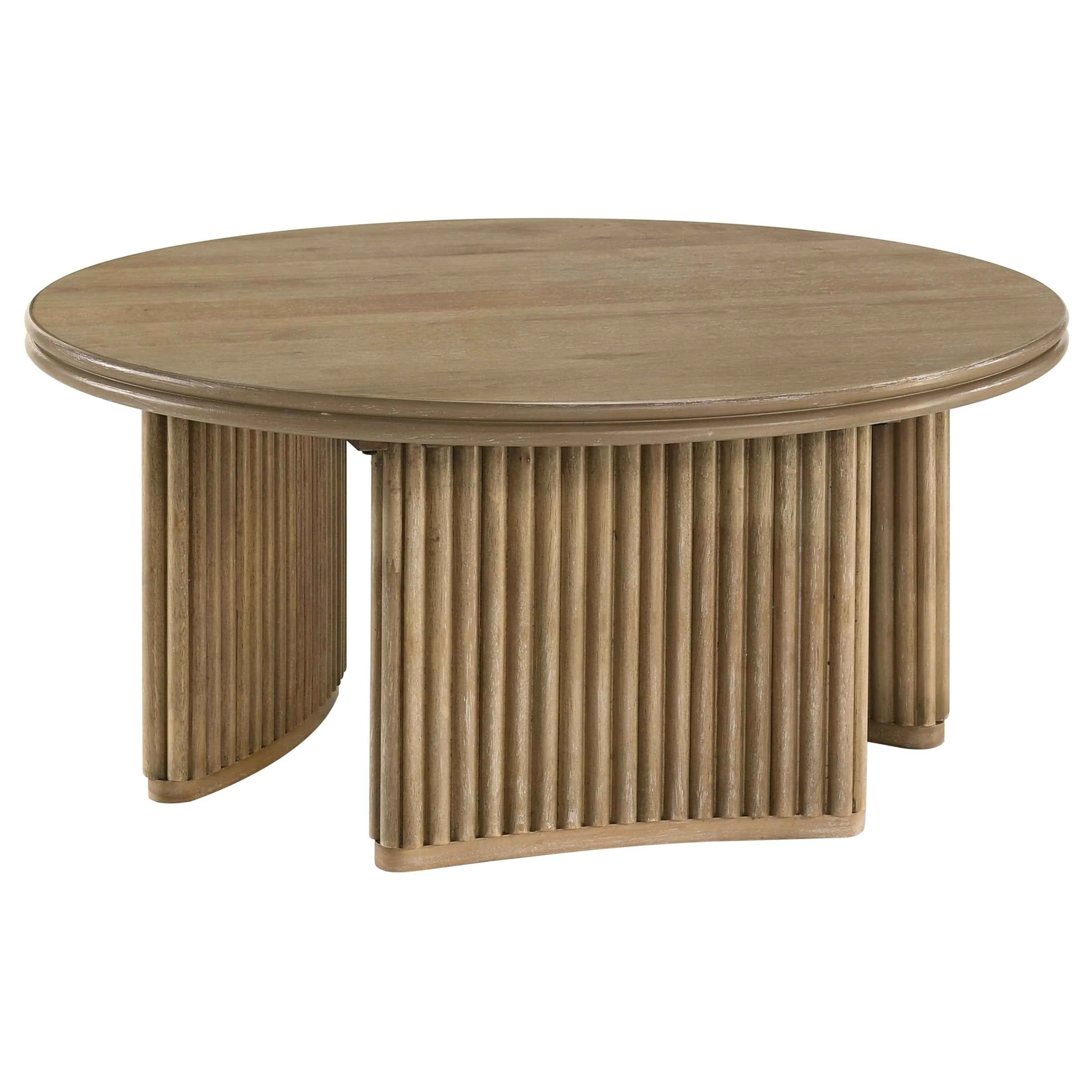 Adina Distressed Light Brown 3-piece Round Coffee Table Set - Image 7