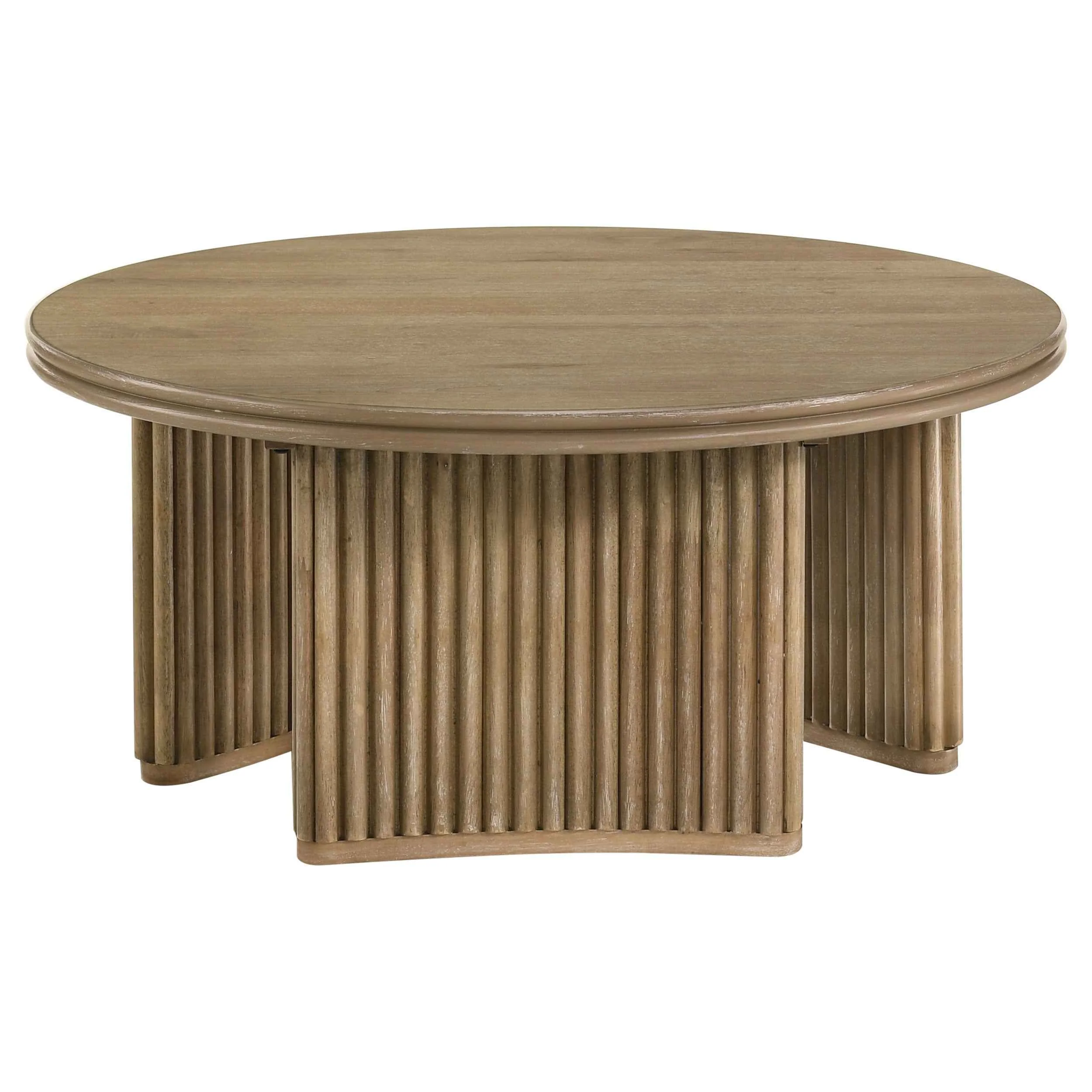 Adina Distressed Light Brown 3-piece Round Coffee Table Set - Image 9