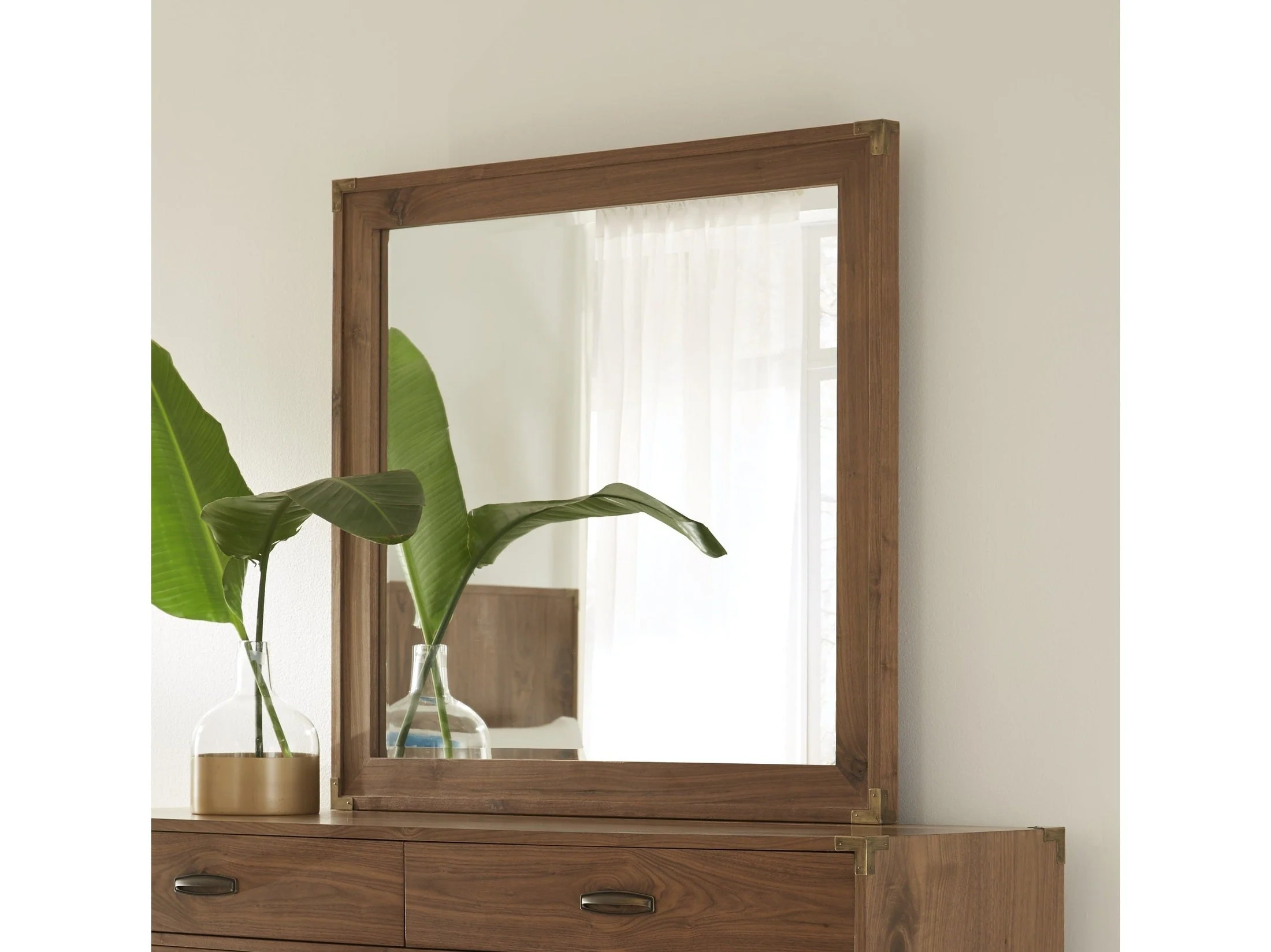 Adler Beveled Glass Mirror in Natural Walnut