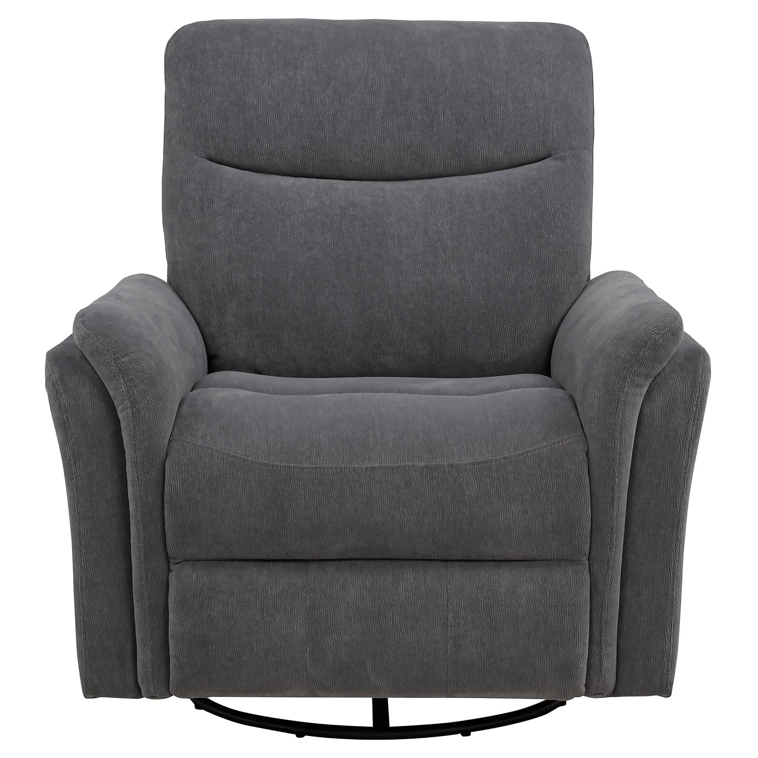Adler Charcoal Gray Upholstered Power Swivel Glider Recliner - Image 6