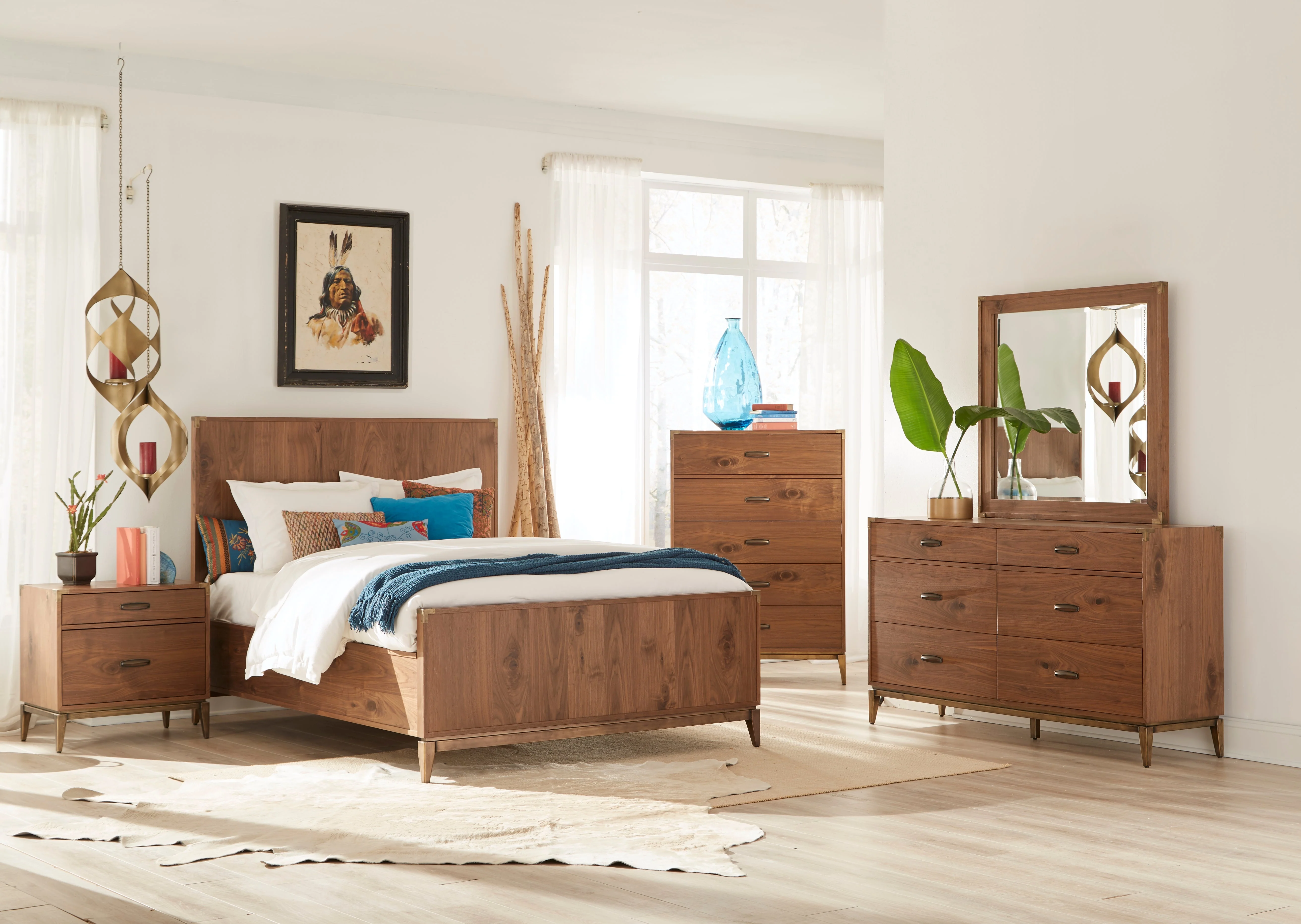 Adler Wood Full Panel Bed in Natural Walnut - Image 2