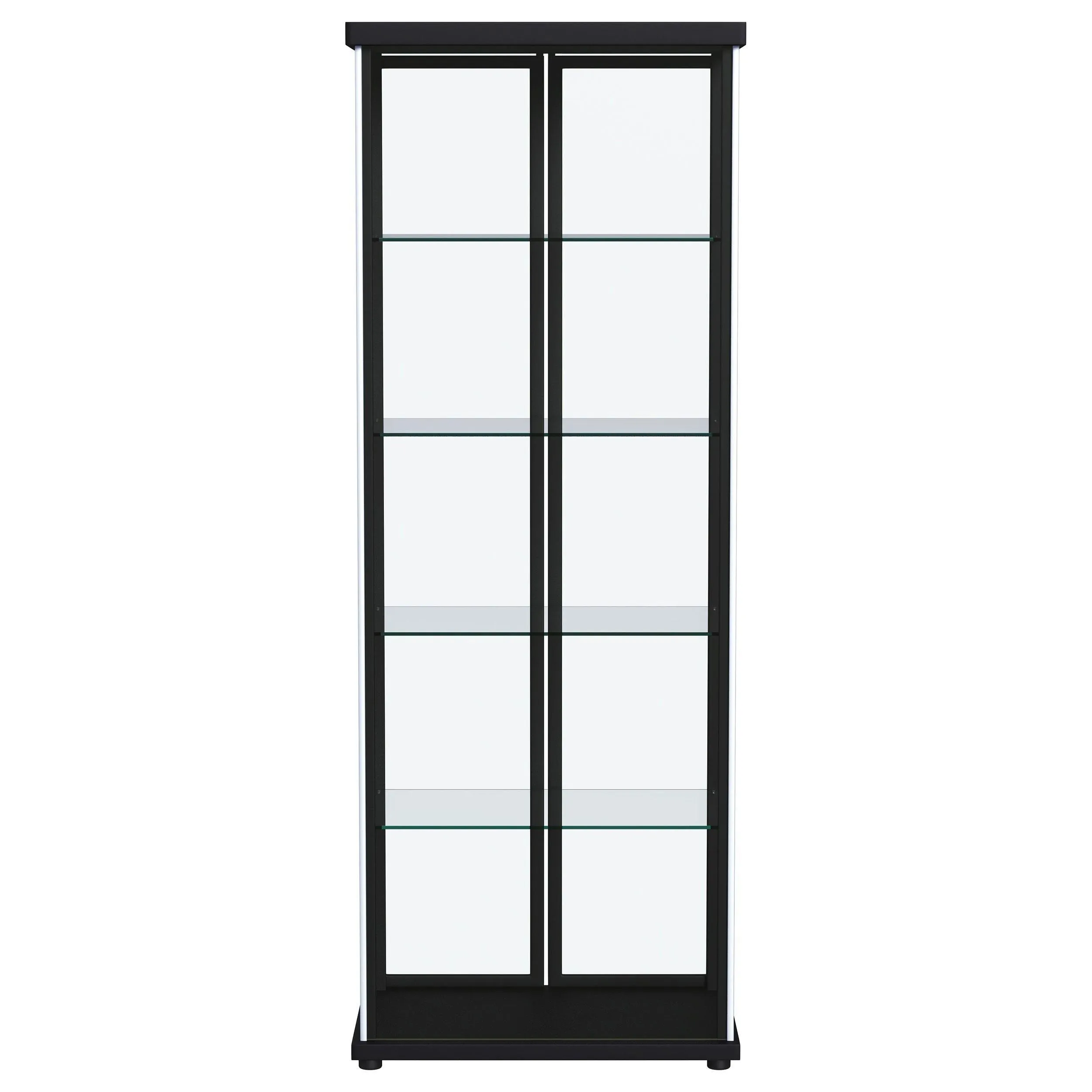 Aero 5-shelf Display Curio Cabinet with LED and Clear Tempered Glass Shelves Black - Image 9
