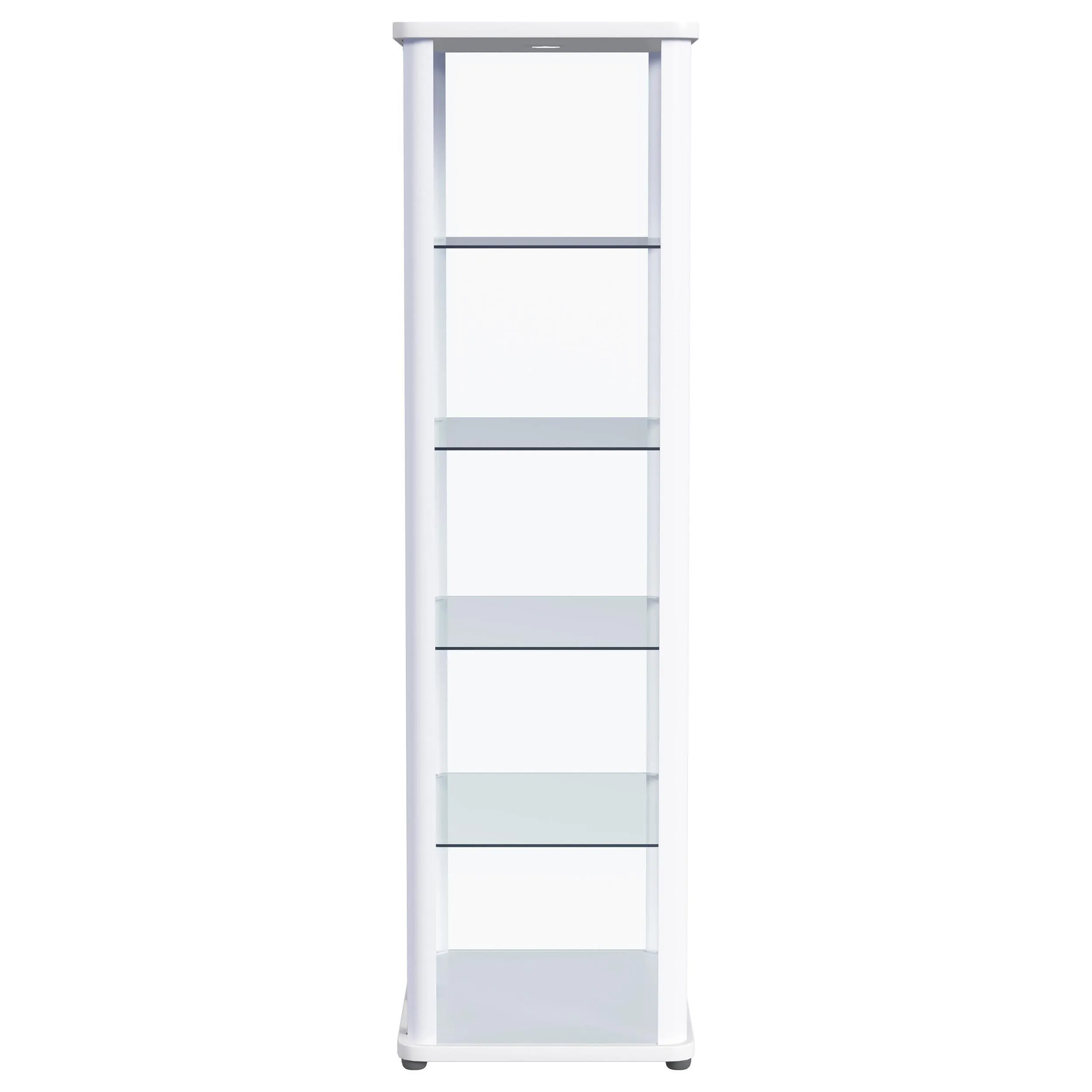 Aero 5-shelf Display Curio Cabinet with LED and Clear Tempered Glass Shelves Glossy White - Image 7