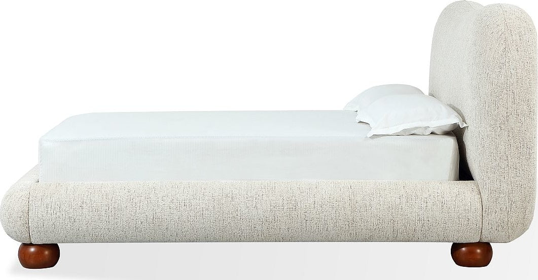 Afra Chinchilla Queen Chenille Upholstered Wood Leg Platform Bed - Image 5