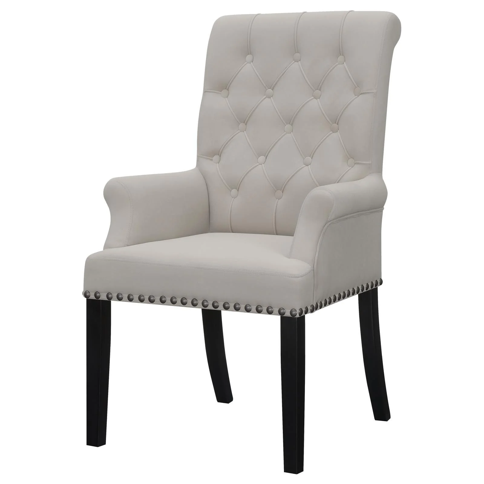 Alana Upholstered Tufted Arm Chair with Nailhead Trim - Image 3