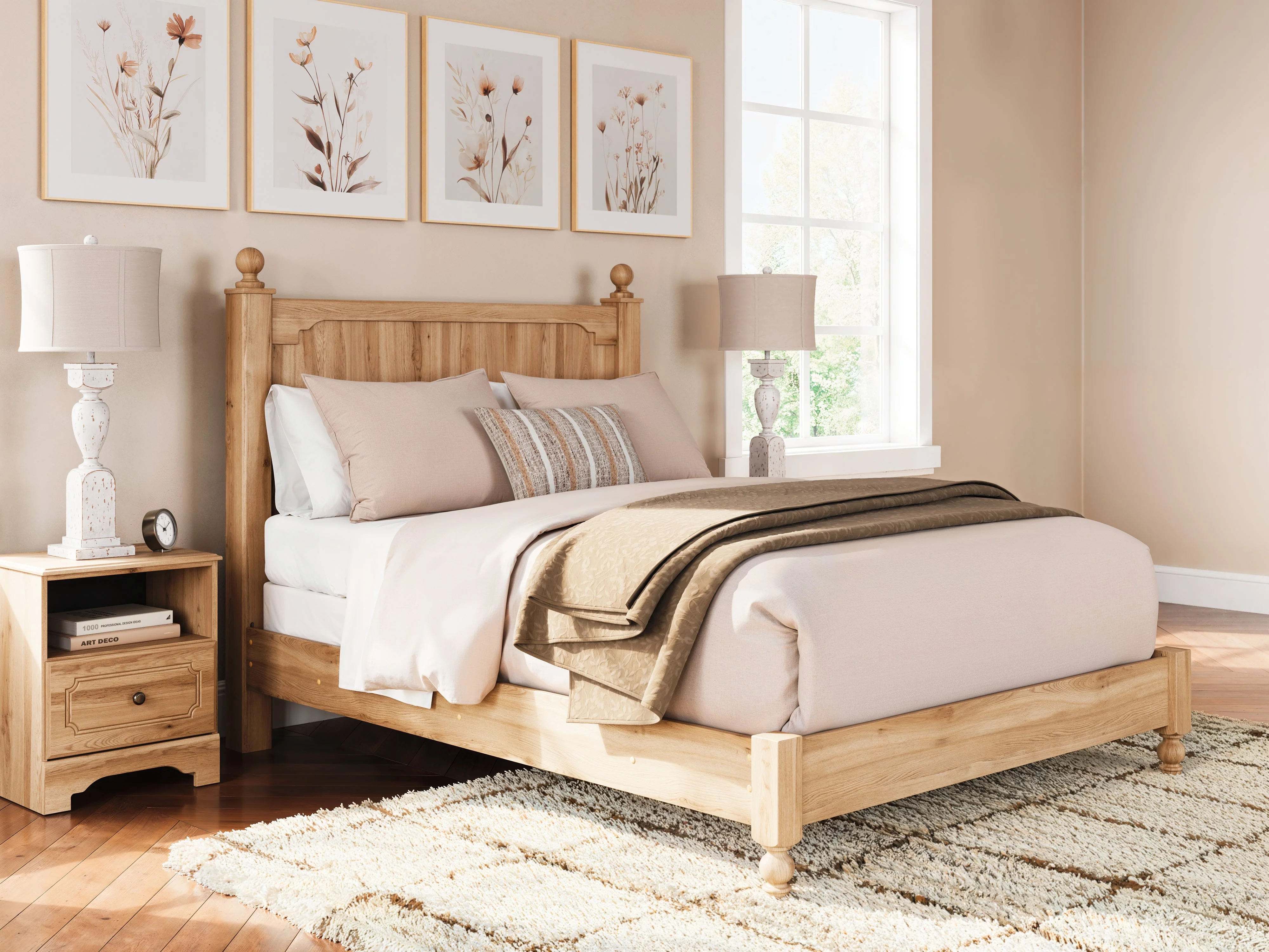 Aleaport Warm Brown Queen Panel Bed