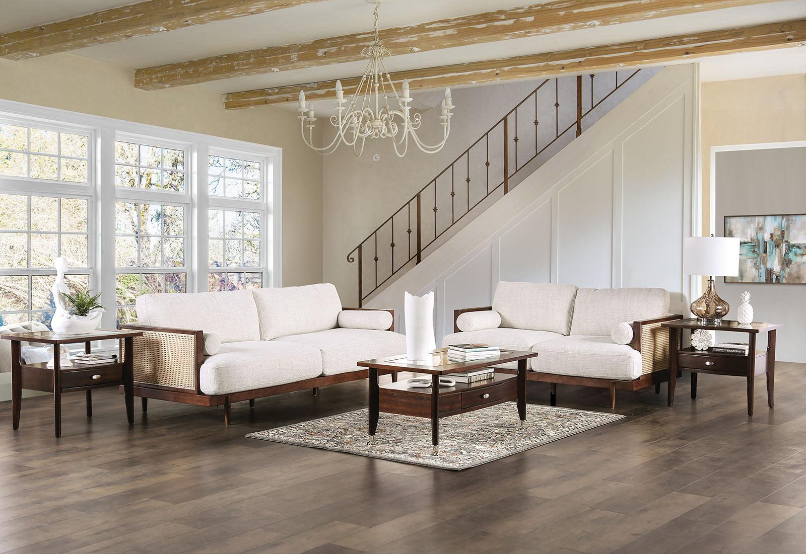 Alesund Beige/Walnut Loveseat - Image 5