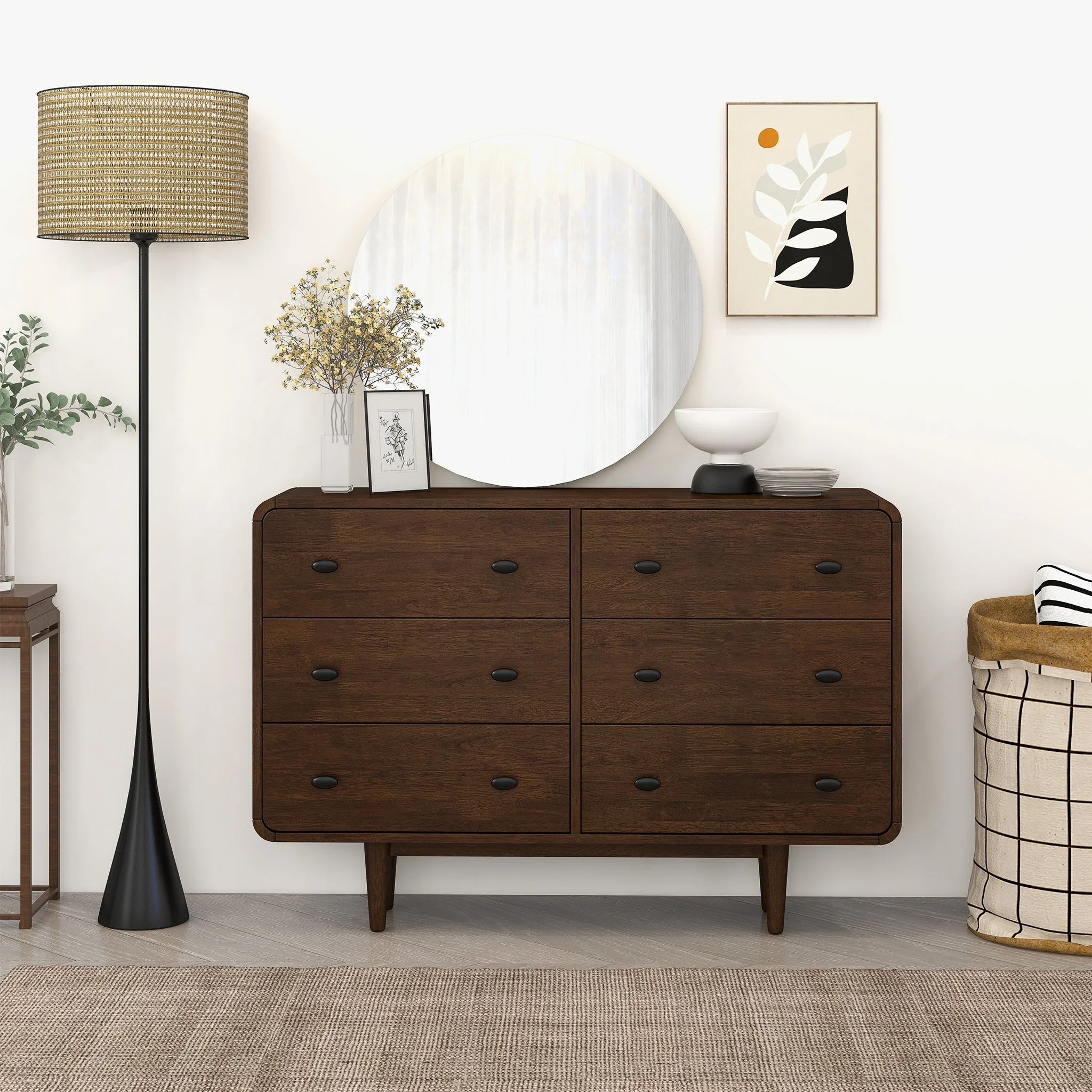 Alexa Mid Century Modern Dresser 6 Drawers - Image 3