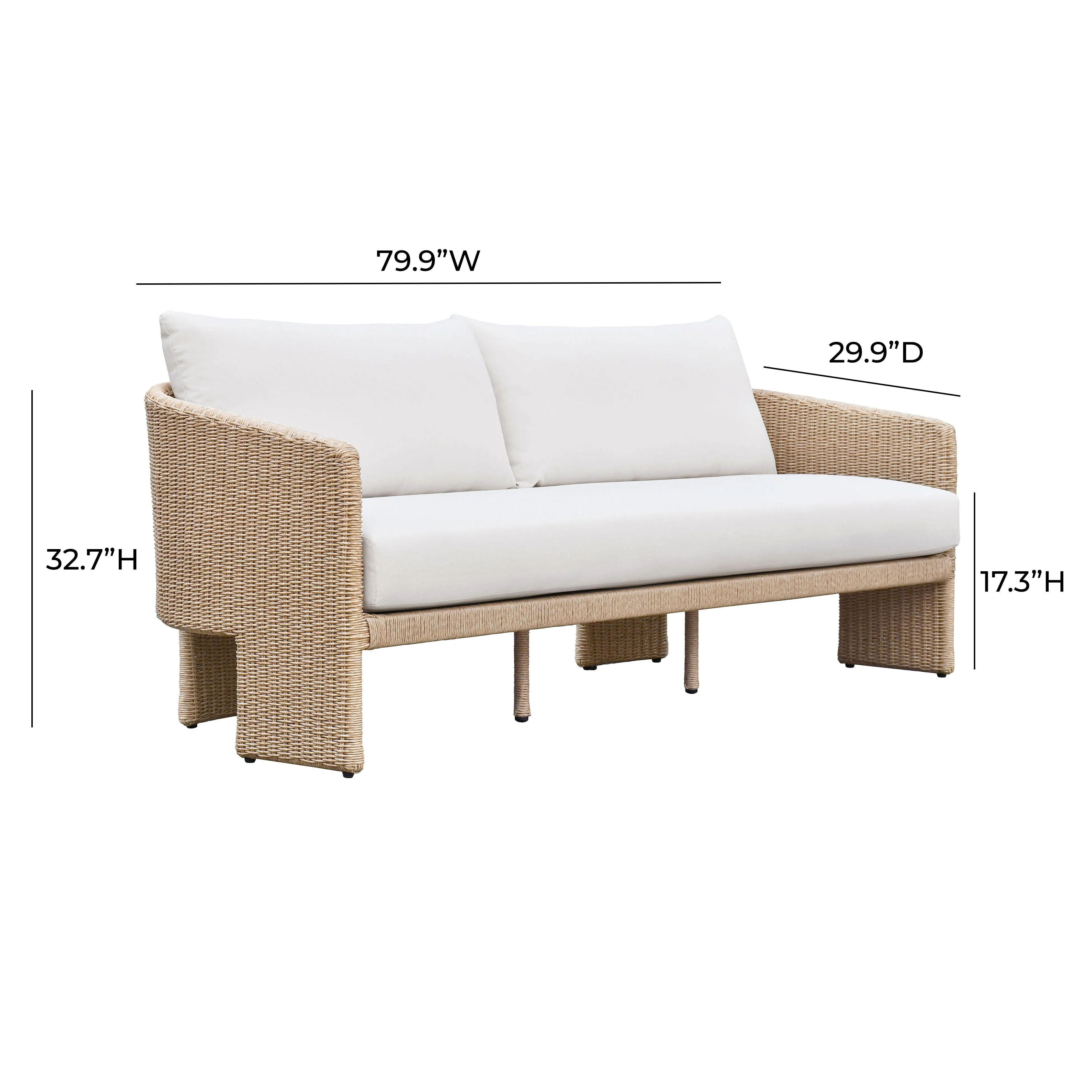 Alexa Rattan Performance Fabric Outdoor Sofa - Image 7