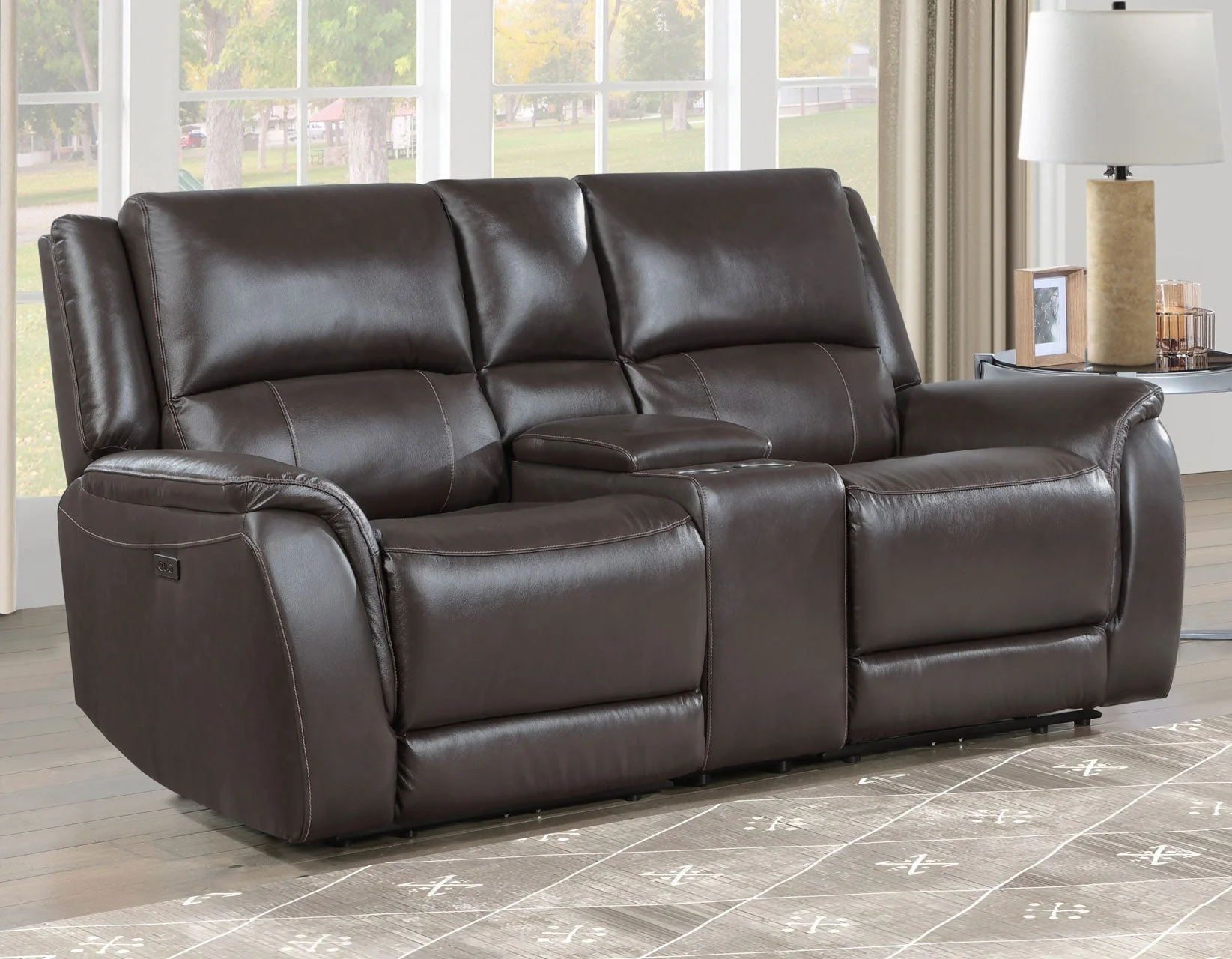 Alexandria Chocolate 3-Piece Top-Grain Leather Power Reclining Set - Image 9