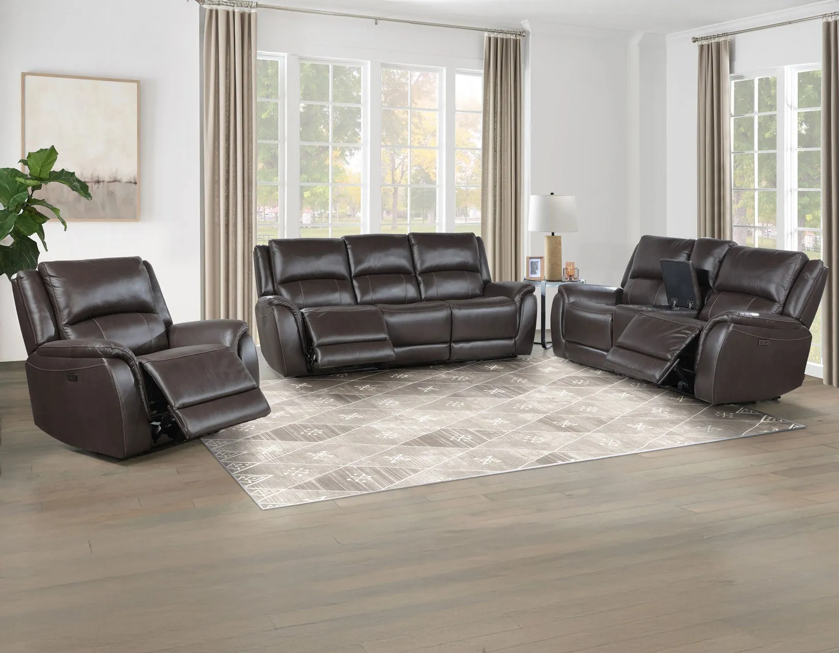Alexandria Chocolate Power Leather Reclining Sofa - Image 14