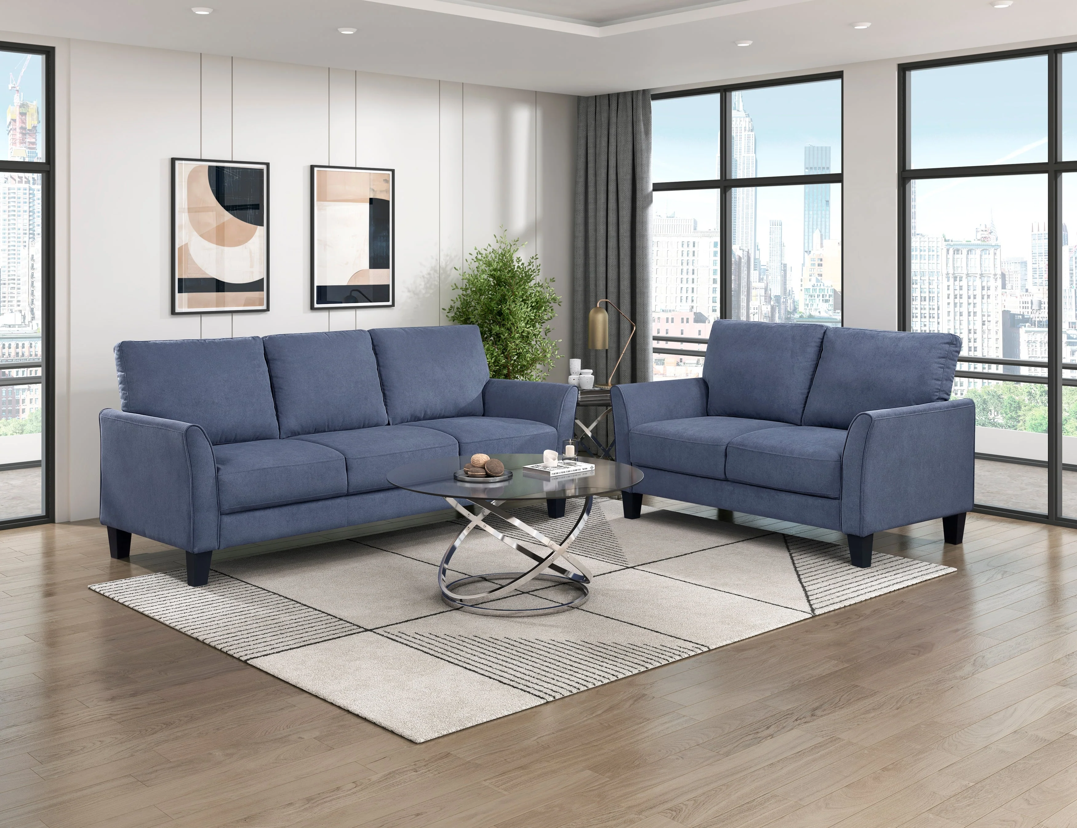 Aliana Blue Sofa - Image 3