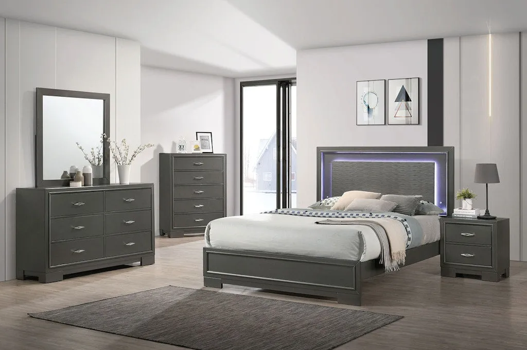 Alison Metallic Gray 4-Piece Queen Bedroom Set