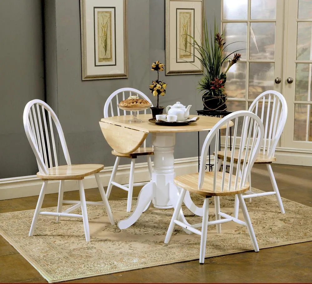 Allison Natural Brown/White Drop Leaf Round Dining Table - Image 2