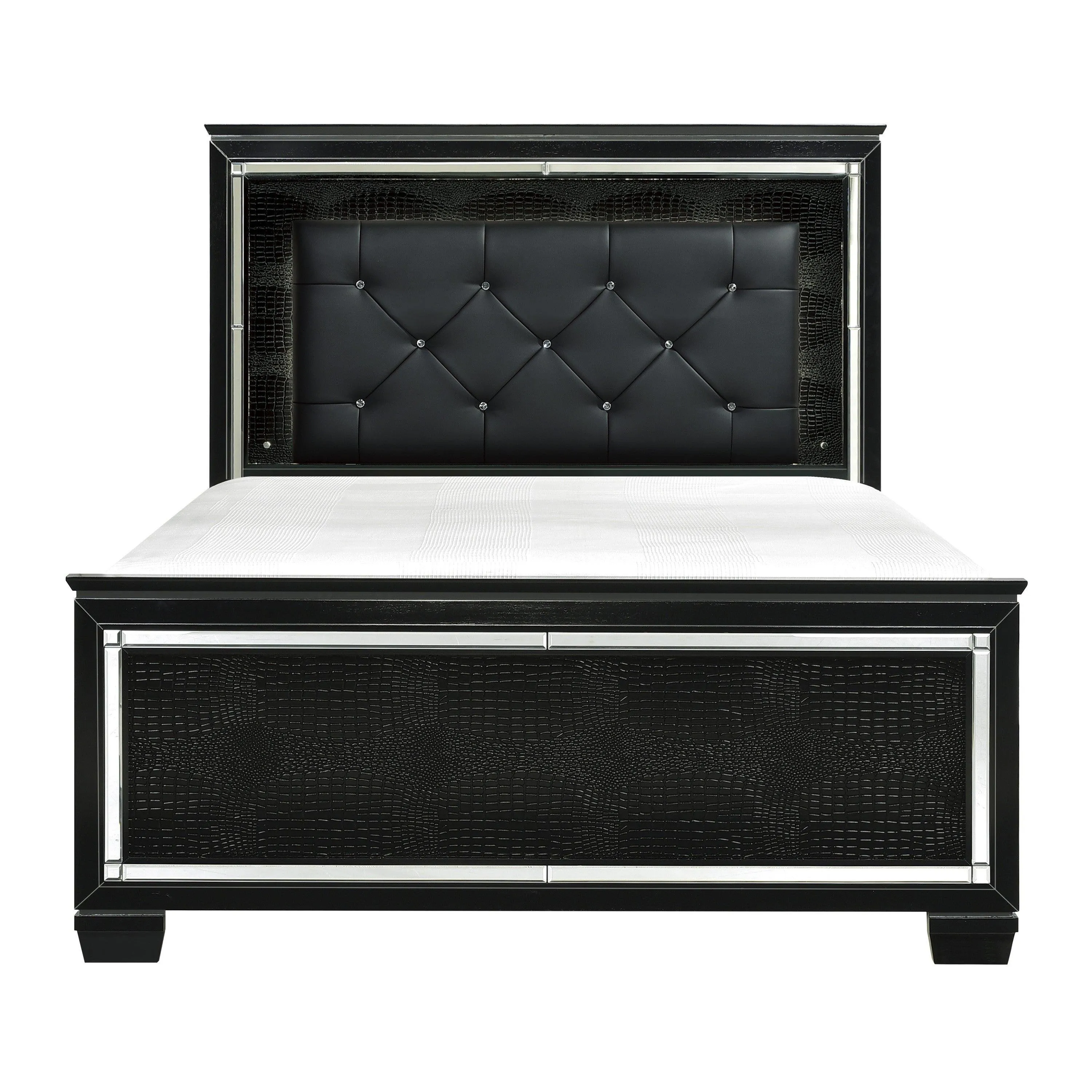 Allura Black King LED Upholstered Panel Bed - Image 3