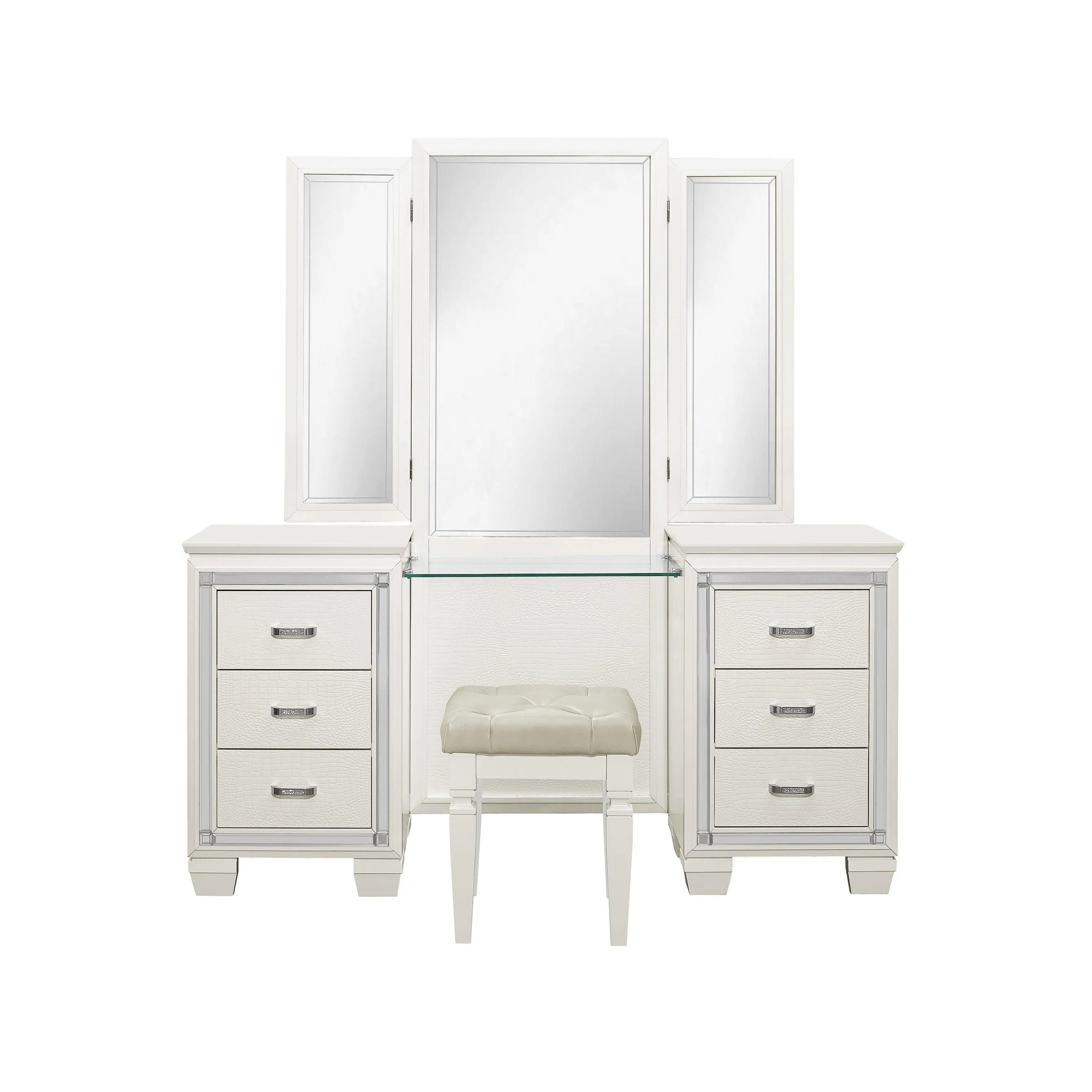 Allura White Vanity Dresser with Mirror - Image 3