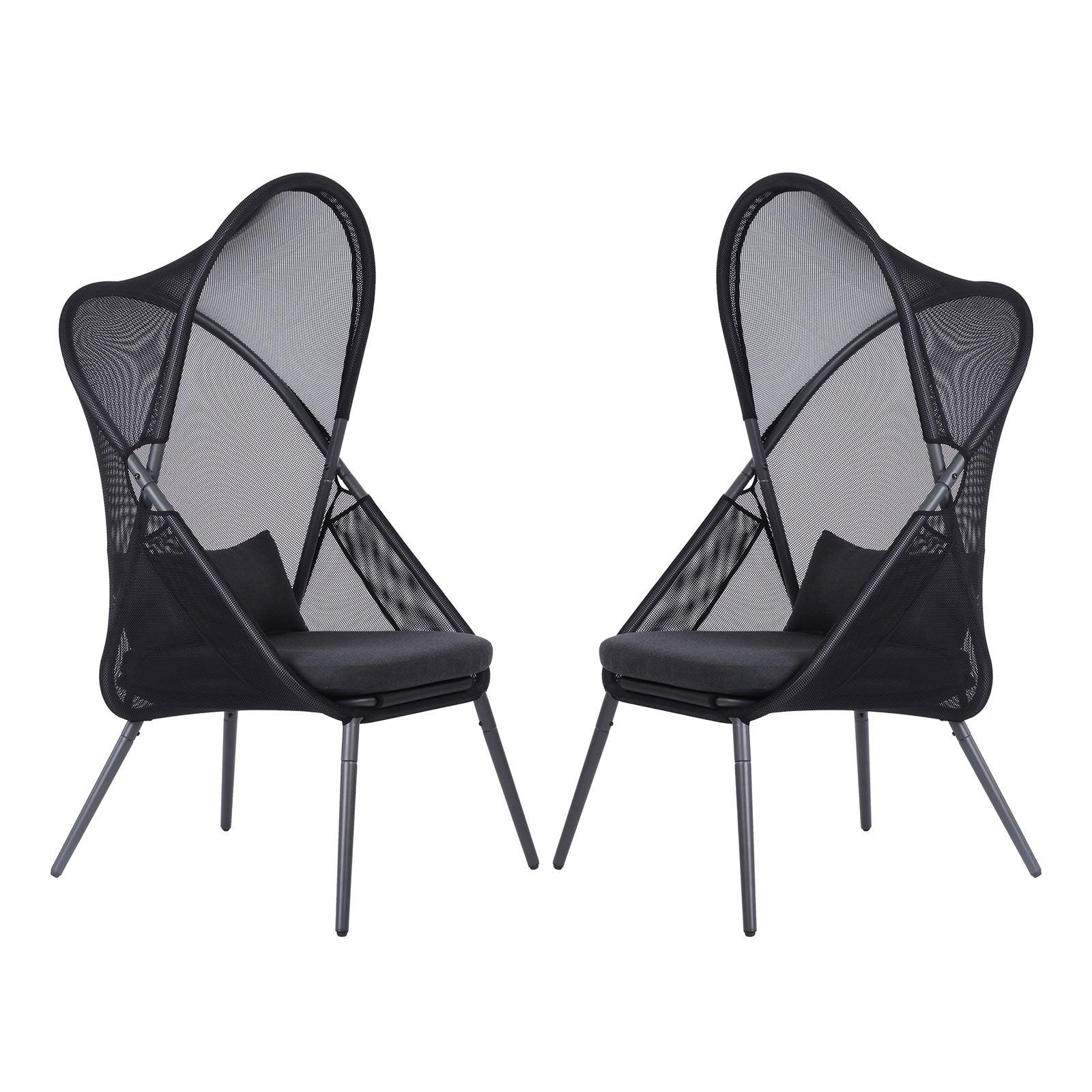 Alverta Black Foldable Chair, Set of 2