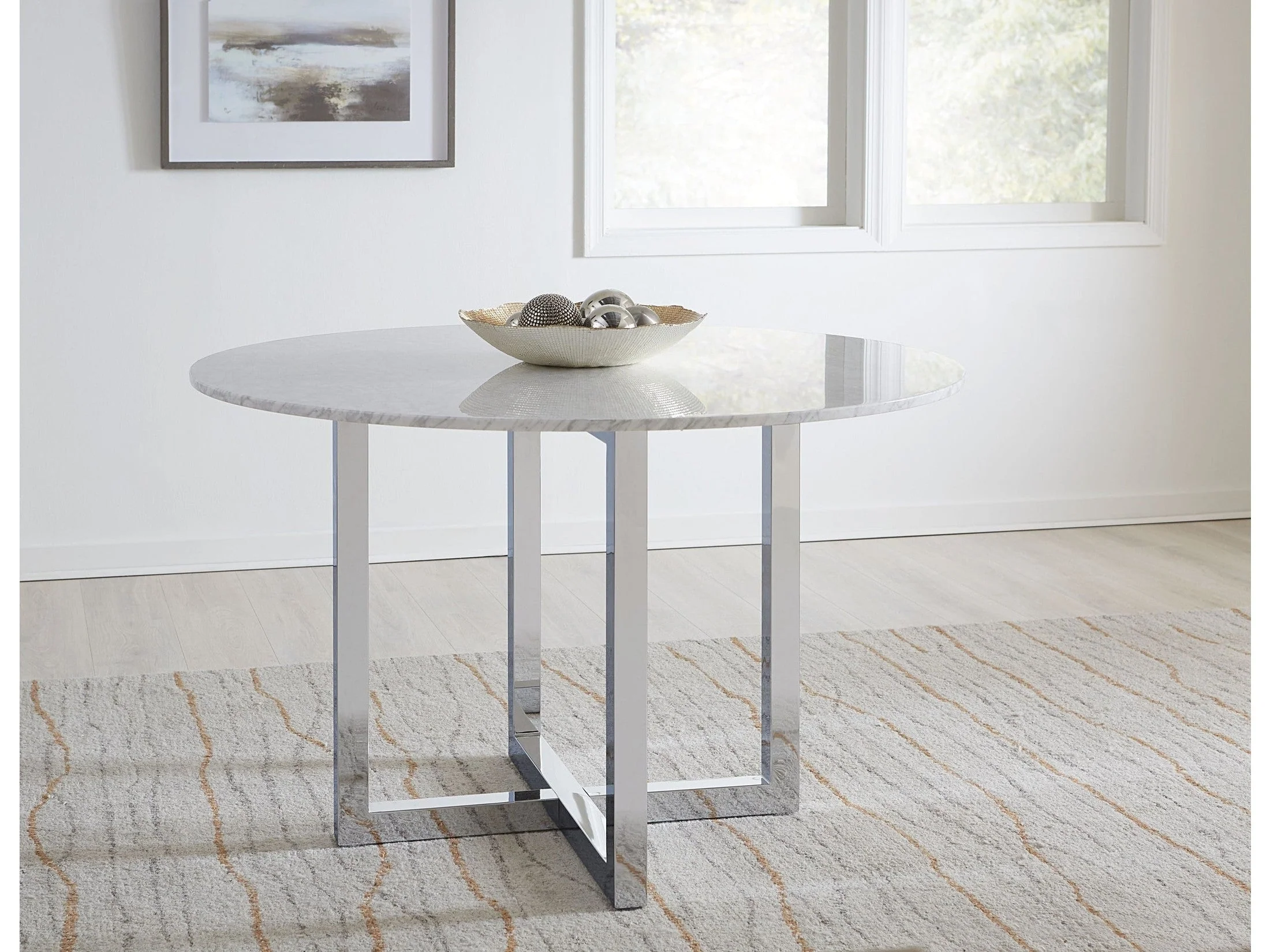 Amalfi 48 inch Round Carrara Marble Top Counter Table