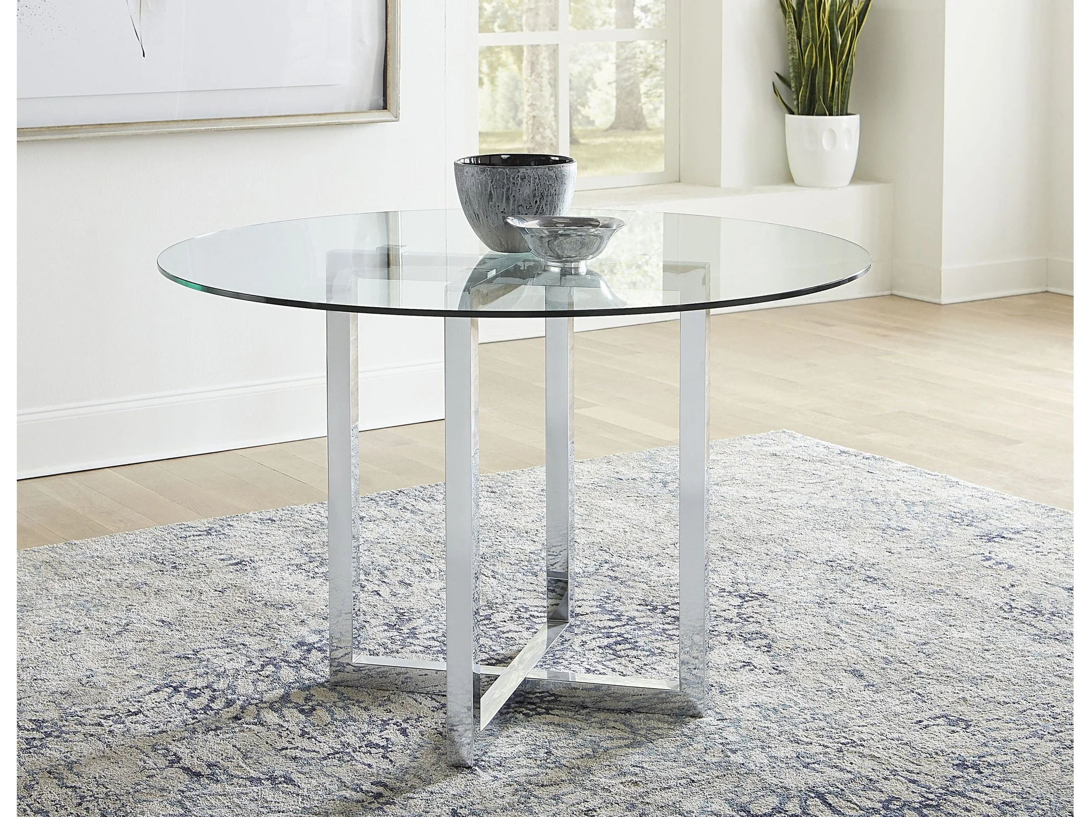 Amalfi 54 inch Round Glass Top Counter Table