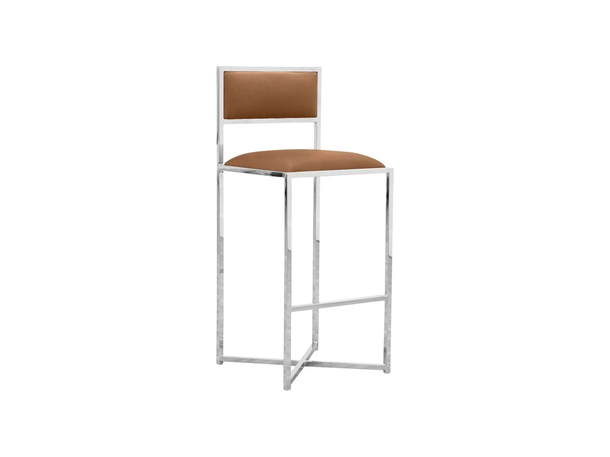 Amalfi X-Base Bar Stool in Cognac Leather (Set of 2)