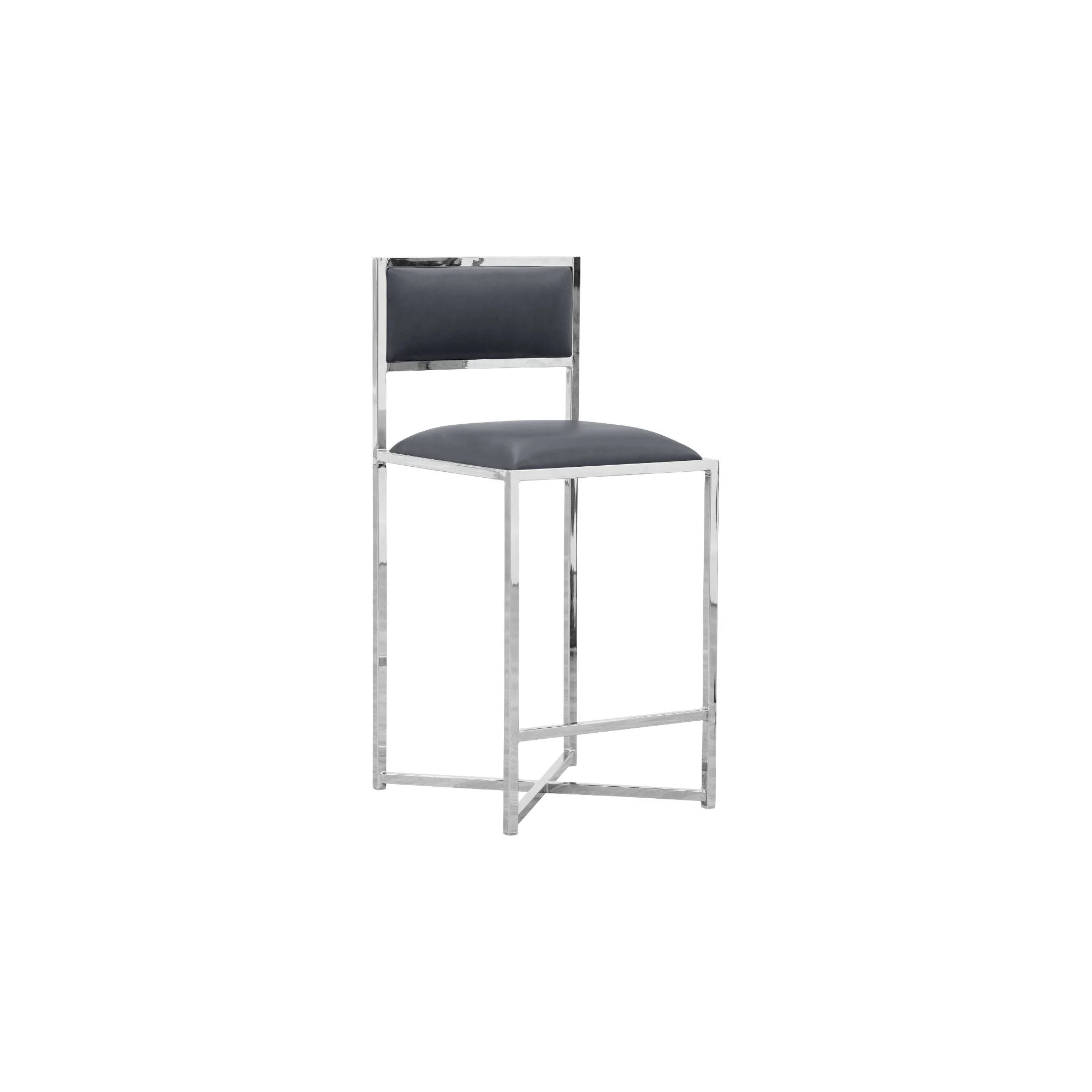 Amalfi X-Base Counter Stool in Cobalt Leather (Set of 2) - Image 4