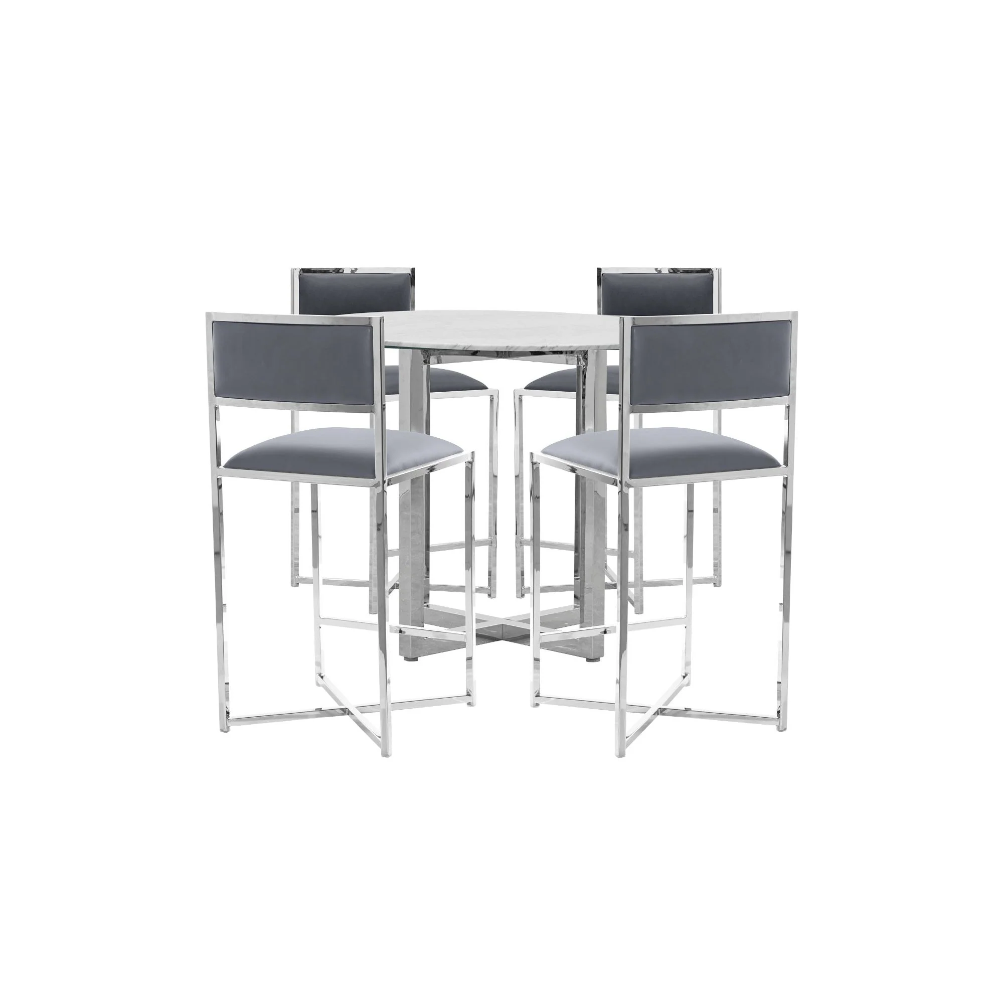 Amalfi X-Base Counter Stool in Cobalt Leather (Set of 2) - Image 5
