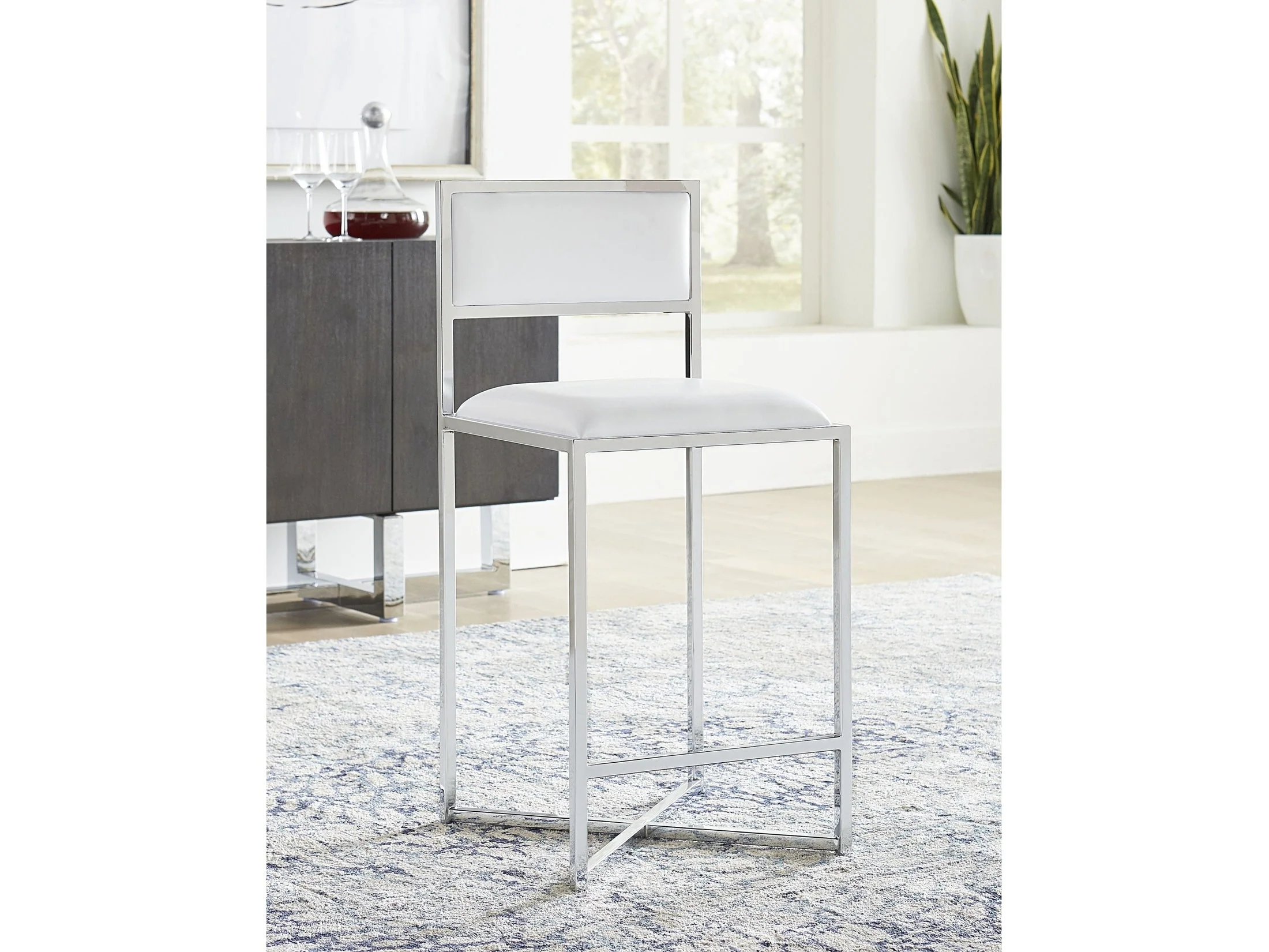 Amalfi X-Base Counter Stool in White Leather (Set of 2)