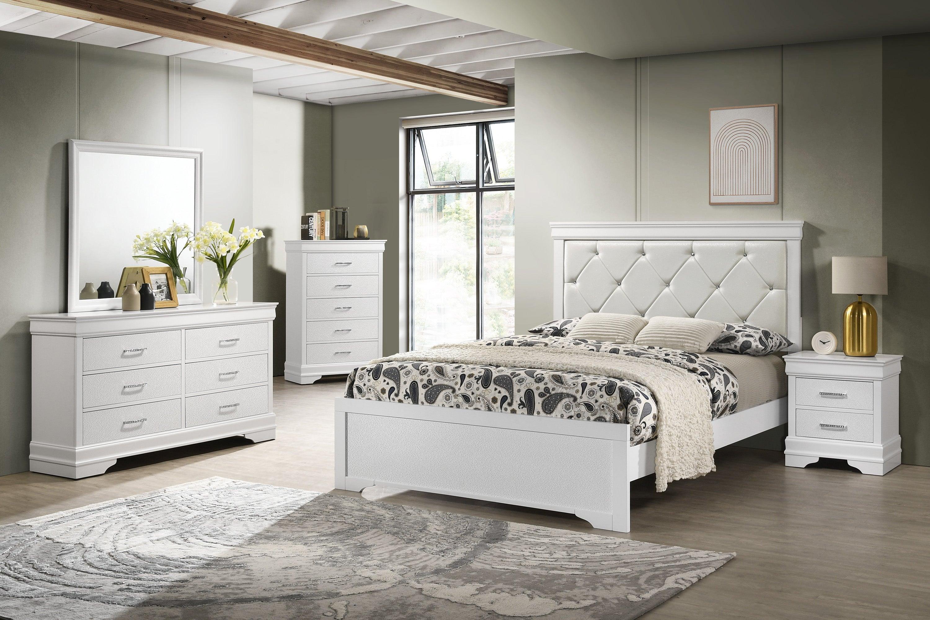 Amalia White Queen Panel Bed - Image 4