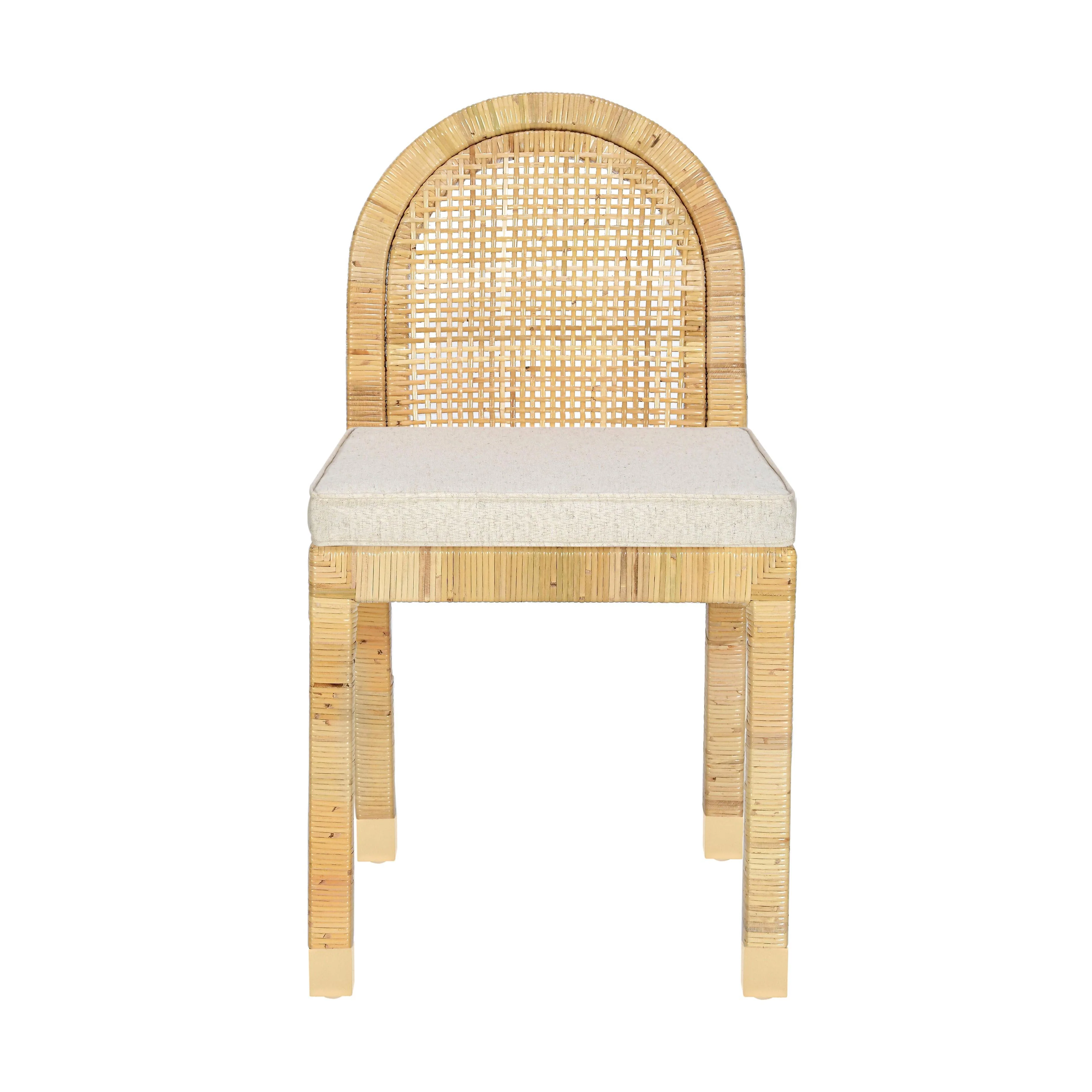 Amara Cream Linen Arched Dining Chair - Image 3
