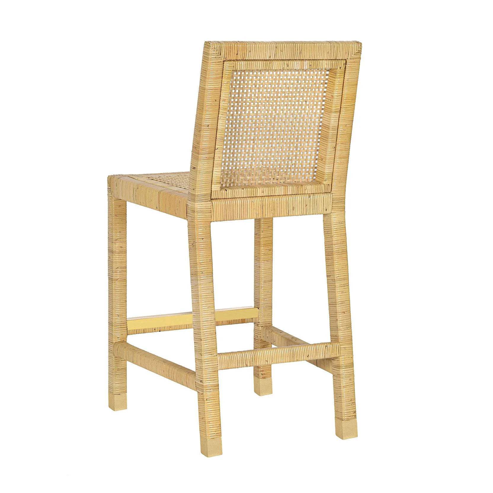 Amara Rattan & Cream Linen Stool - Image 9