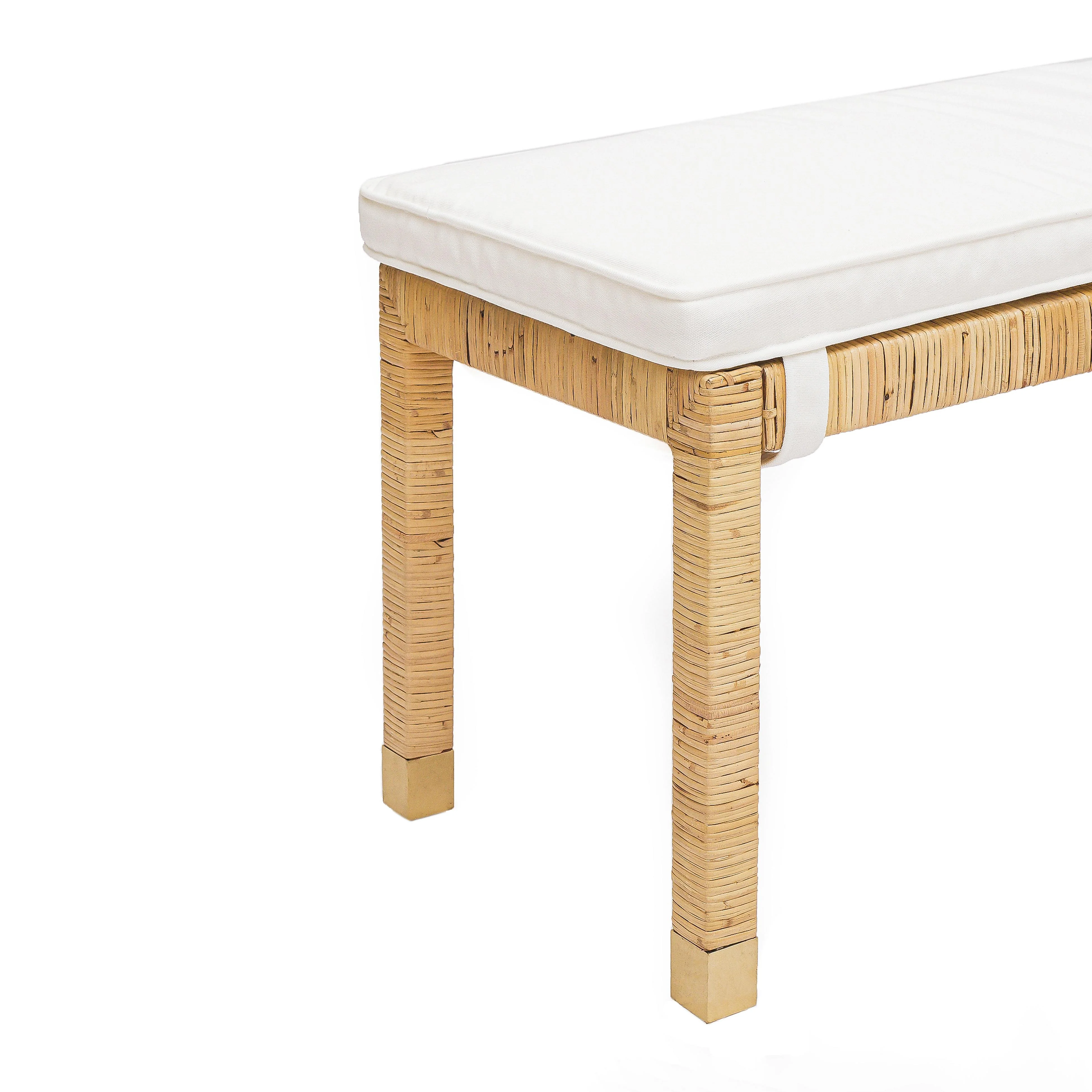 Amara Woven Rattan Performance Fabric Bench - Image 4