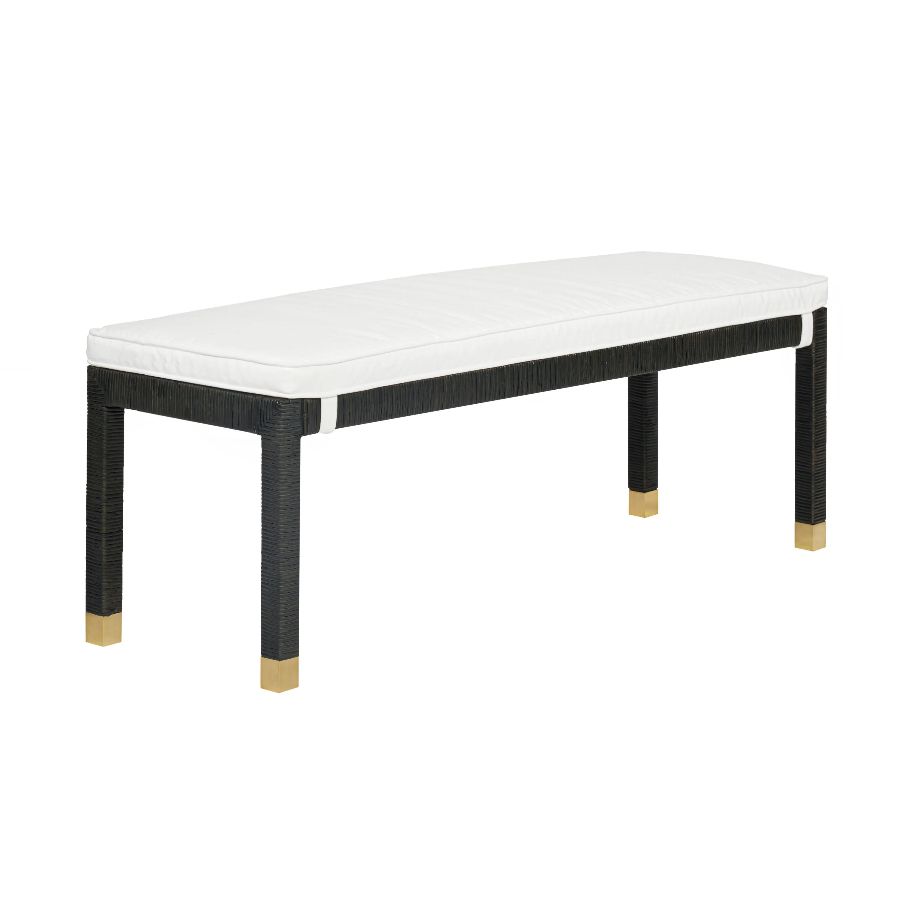 Amara Woven Rattan Performance Fabric Bench - Image 6