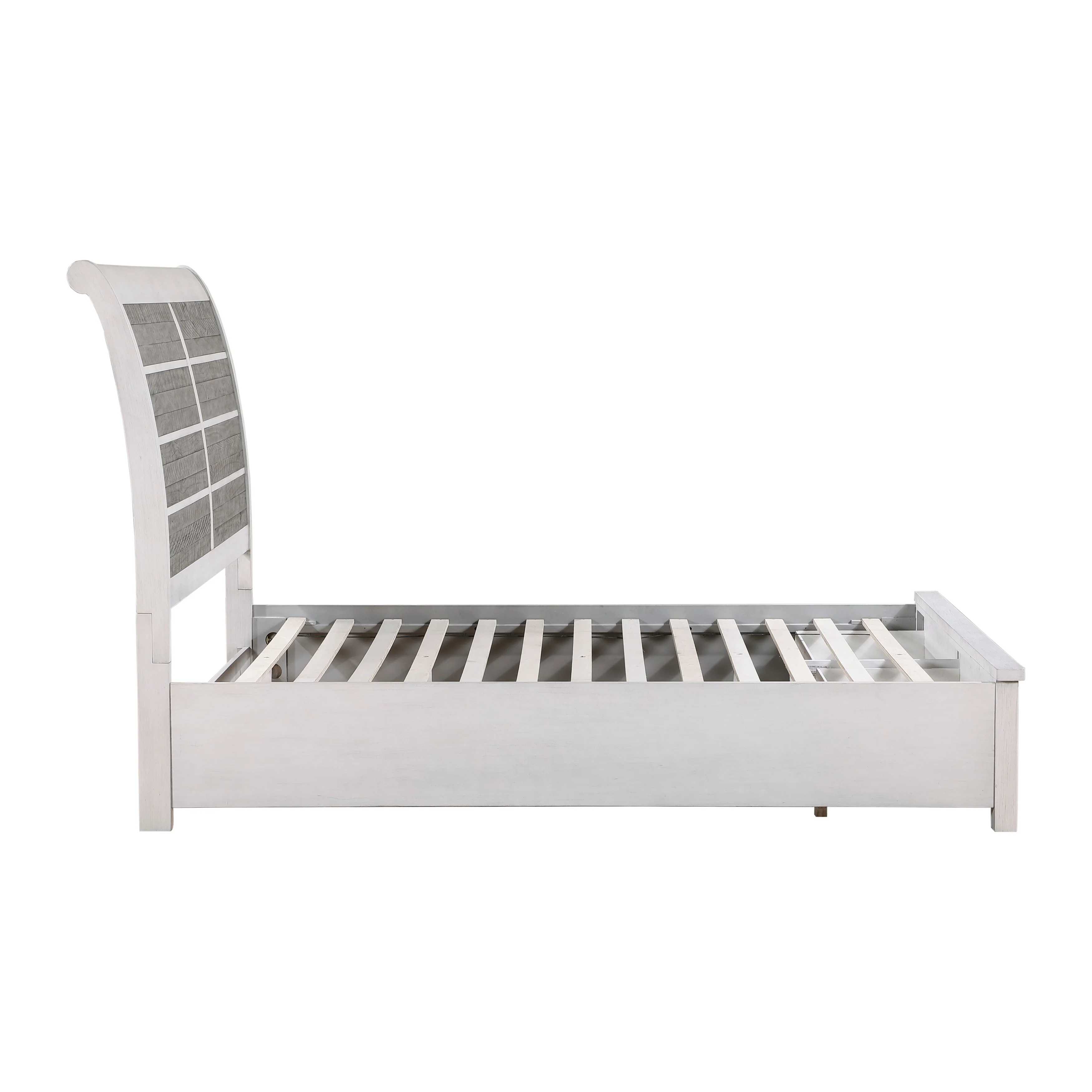 Ambrose Antique White & Gray California King Platform Bed with Footboard Storage - Image 5