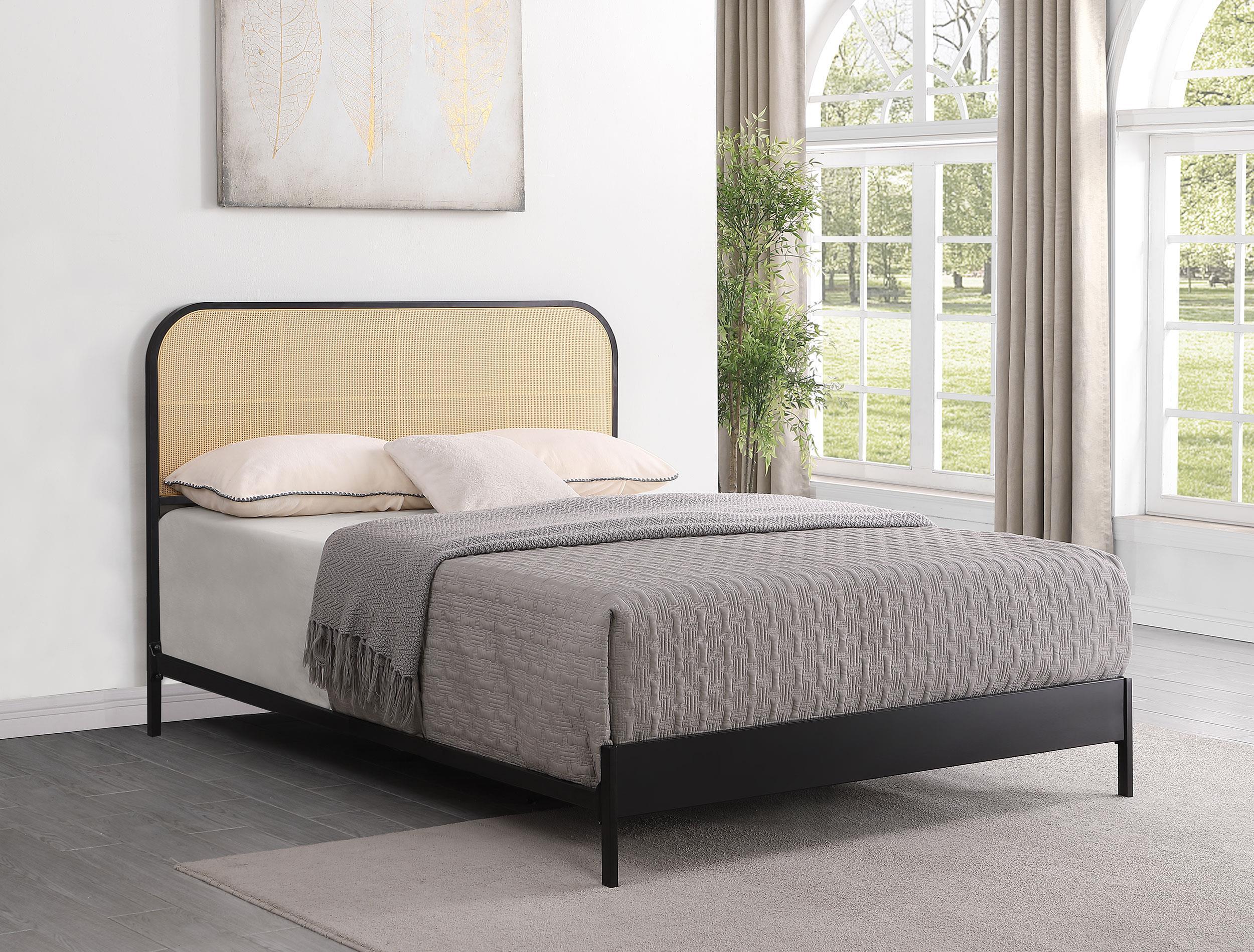 Amherst Black Radio Weave Rattan Metal Queen Bed