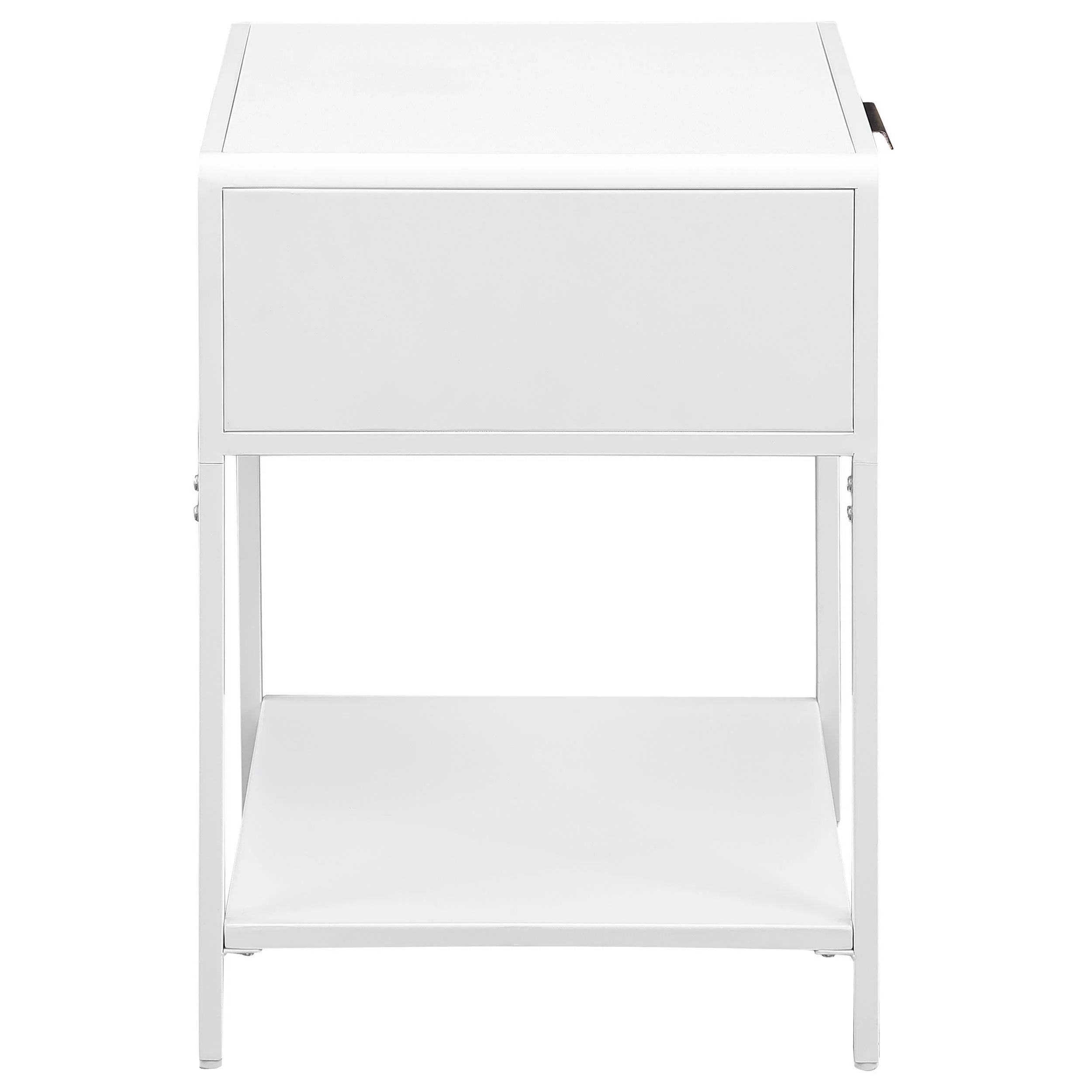 Amherst White 1-drawer Radio Weave Rattan Metal Side Table - Image 7