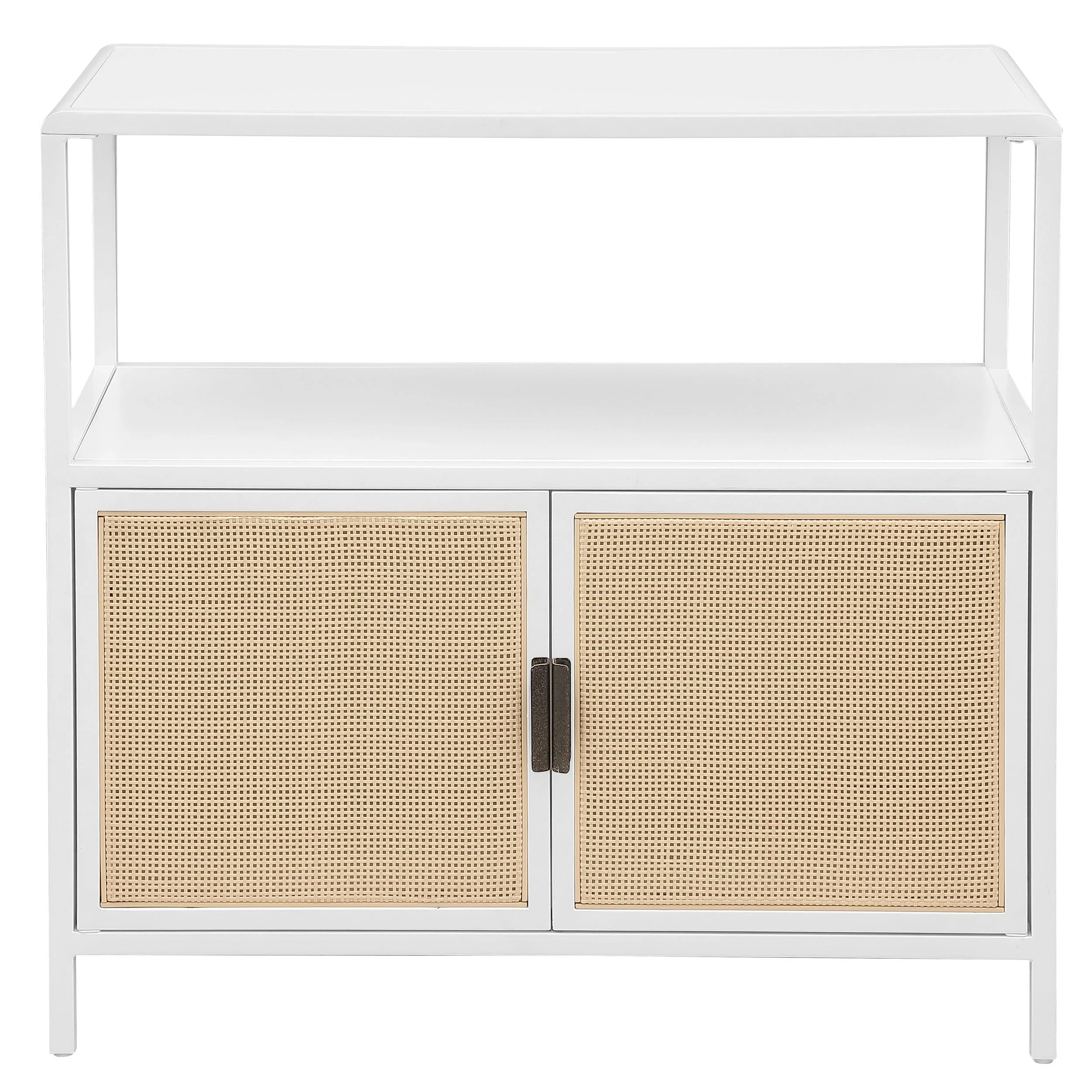 Amherst White 2-Door Radio Weave Cane Metal Accent Cabinet - Image 3