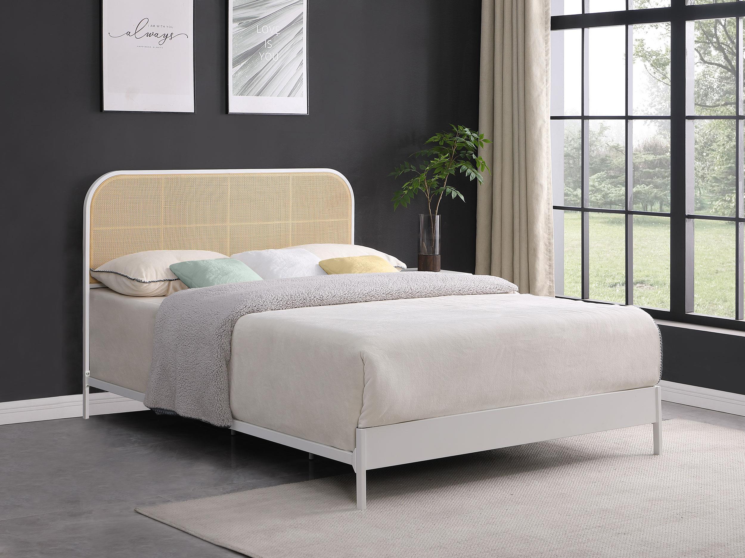Amherst White Radio Weave Rattan Metal Eastern King Bed