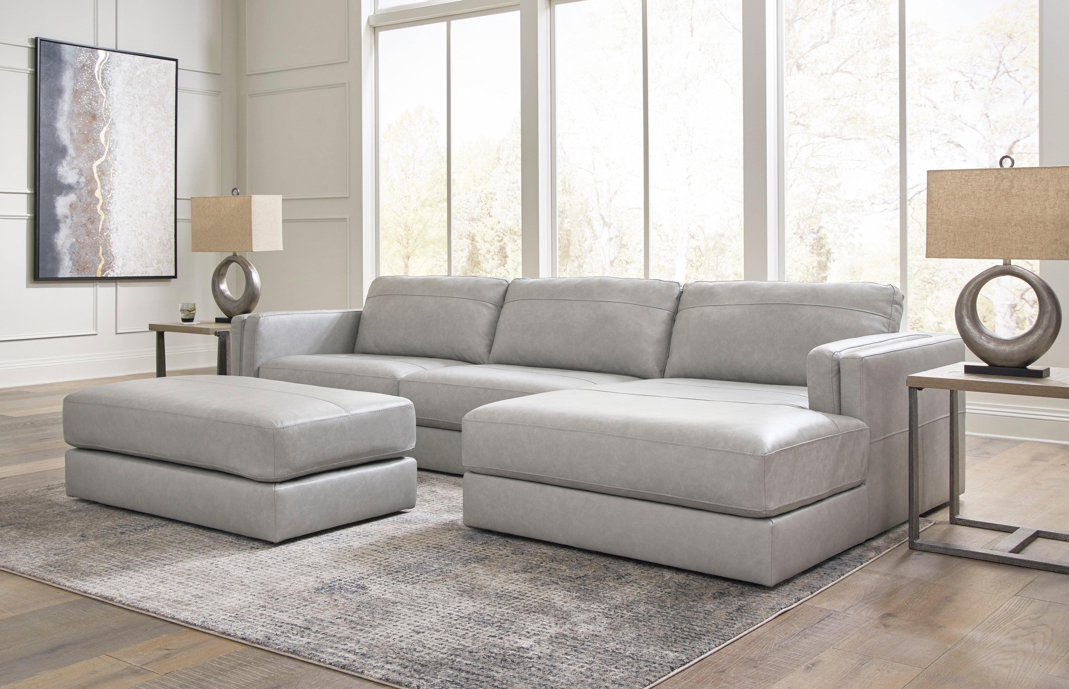 Amiata Glacier Leather 2-Piece Right Arm Facing (RAF) Chaise Sectional - Image 4