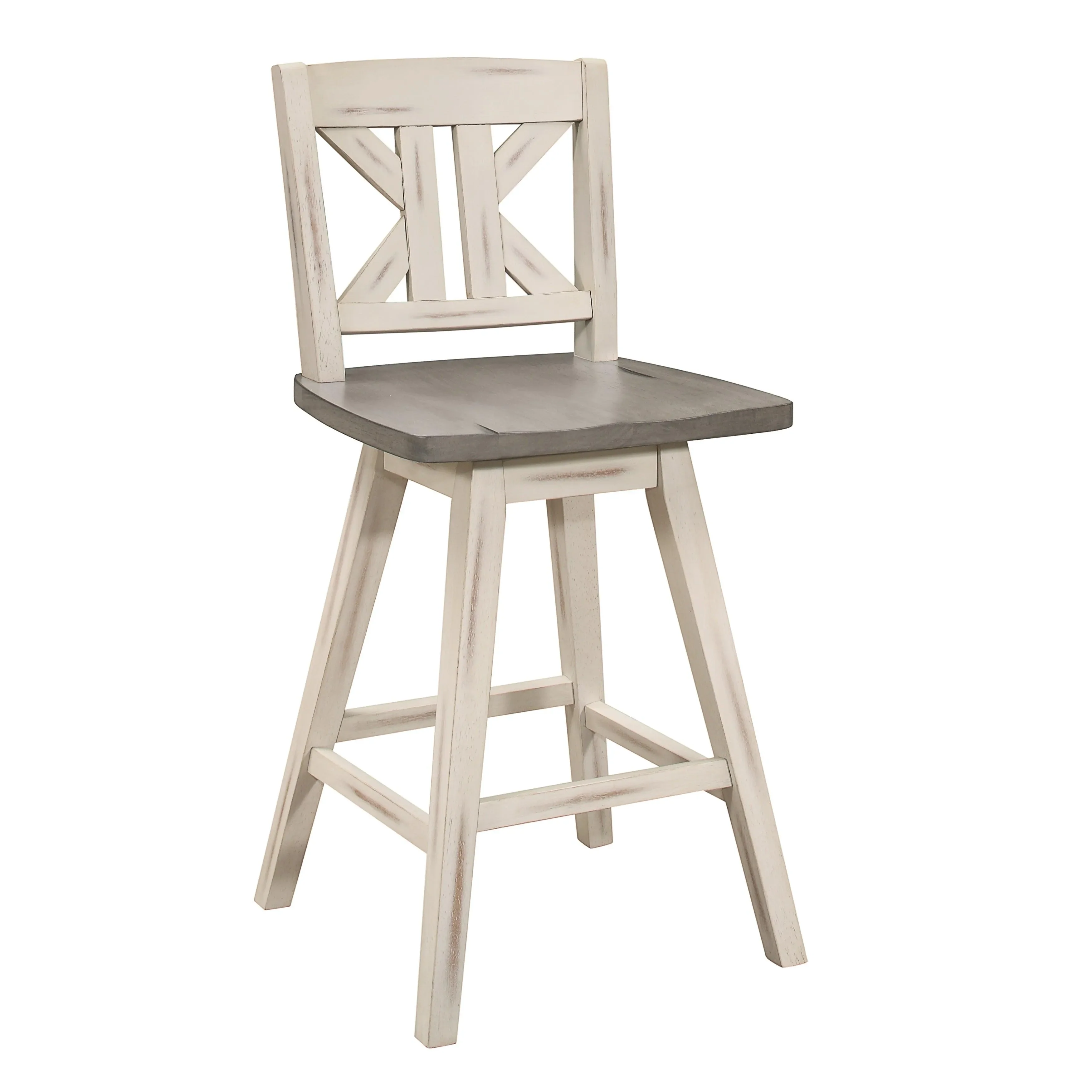 Amsonia White Swivel Pub Counter Height Chairs, Set of 2 - Image 3