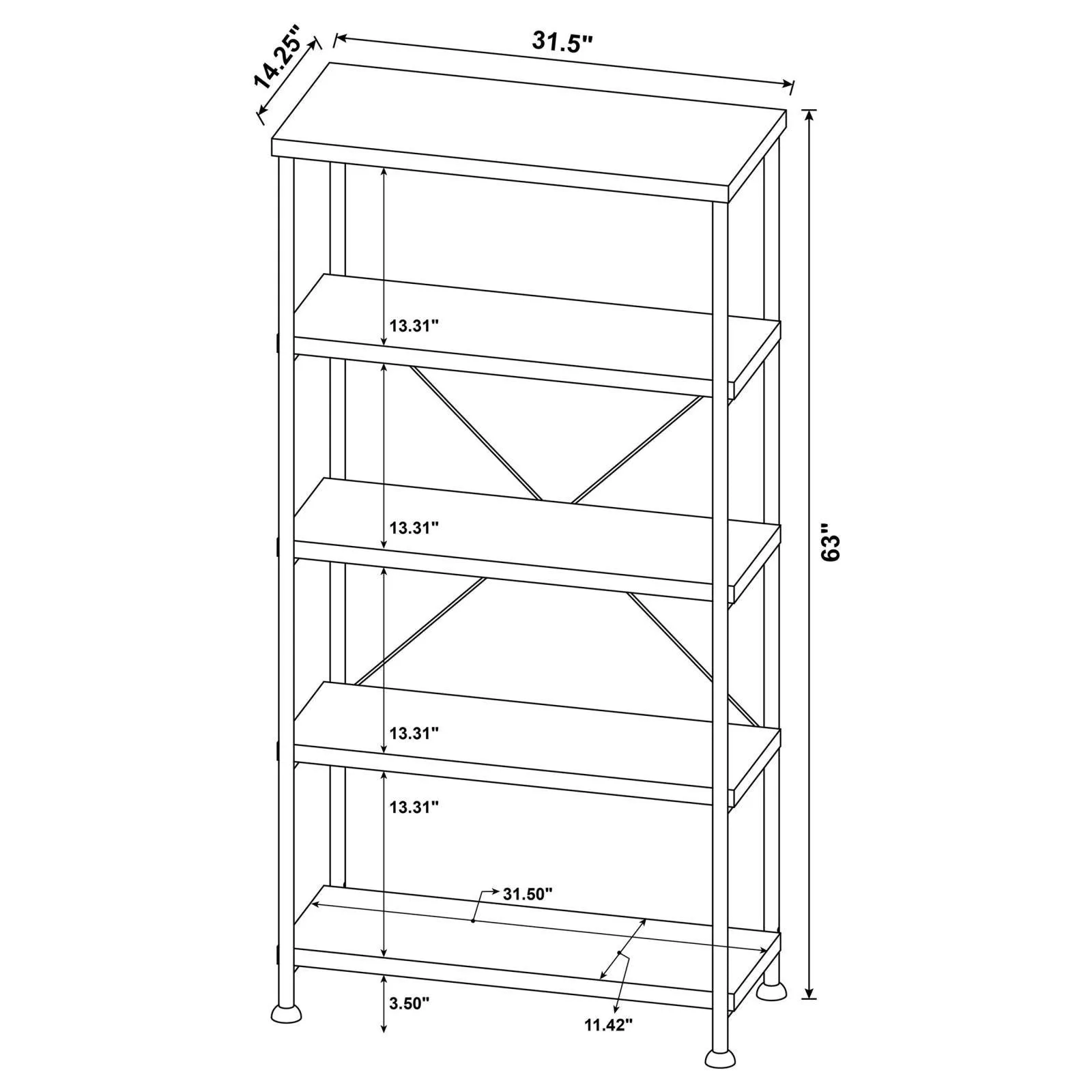 Analiese Antique Nutmeg 4-Shelf Bookcase - Image 11
