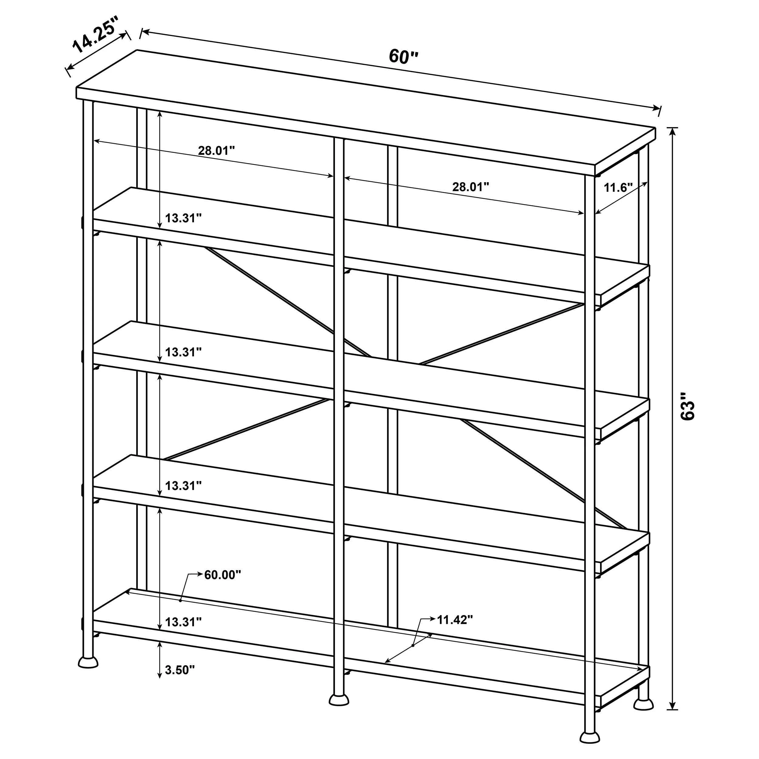 Analiese Mango 63-inch 4-shelf Double Bookshelf - Image 10