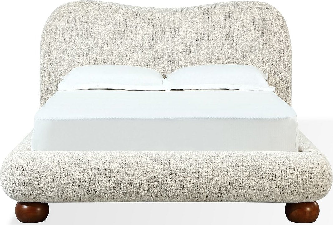 Anansi Afra Chinchilla King Upholstered Wood Leg Platform Bed - Image 4