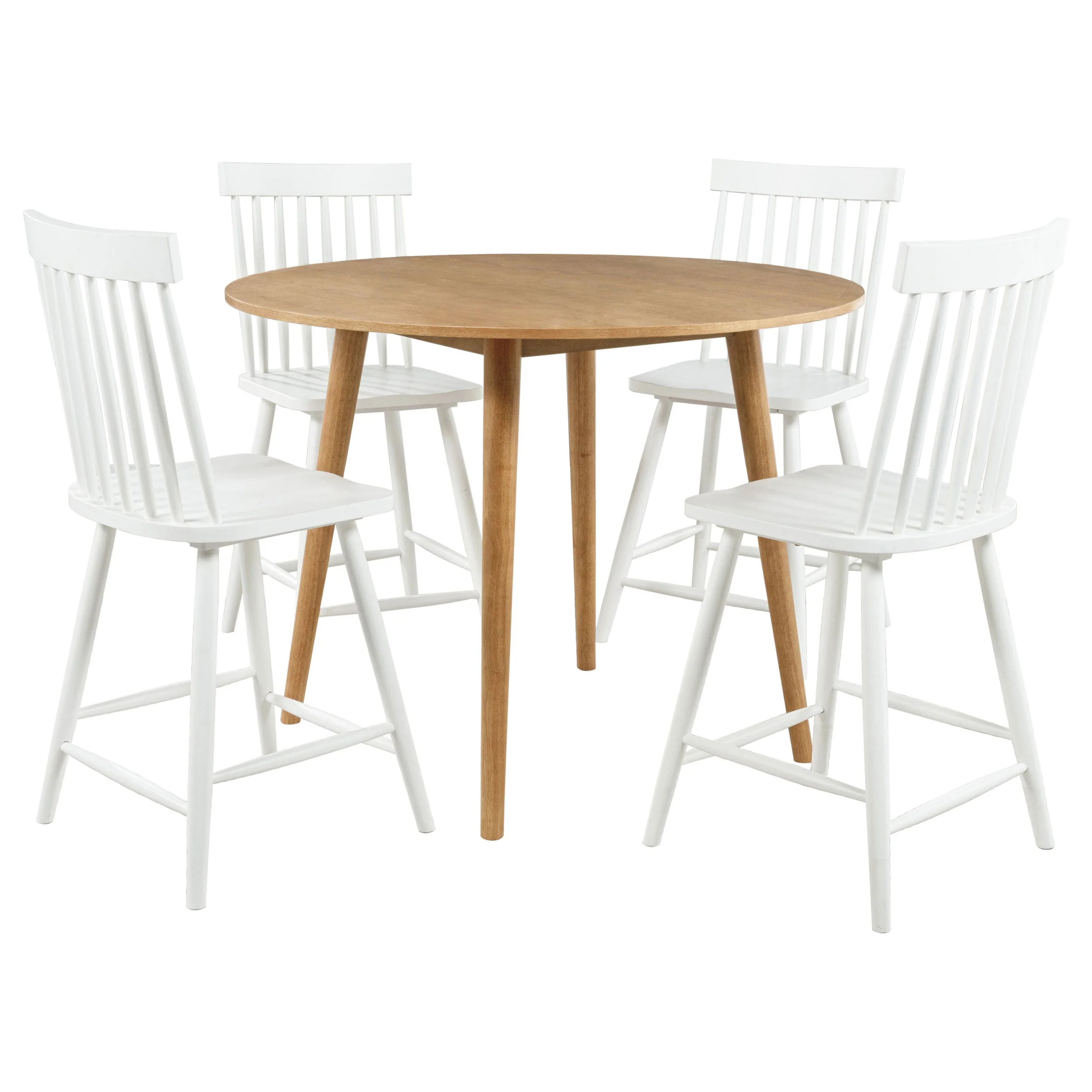 Andrews White/Light Ash 5-piece Round Counter Dining Set - Image 2